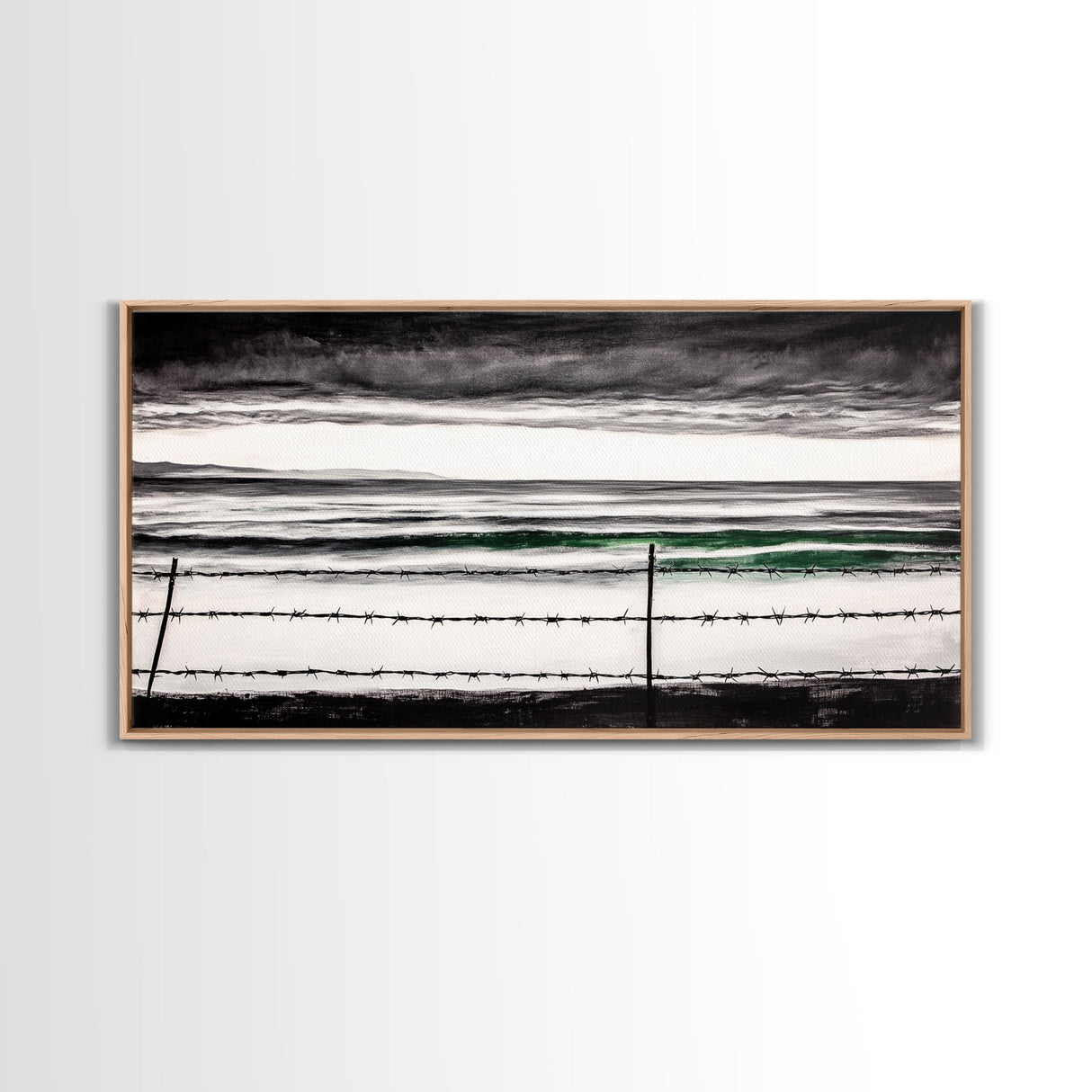 Stormy Ocean, Coastal Wall Art, Black and White Seascape, Minimalist Art, Modern Home Decor, Beach House Artwork, Framed Canvas Print