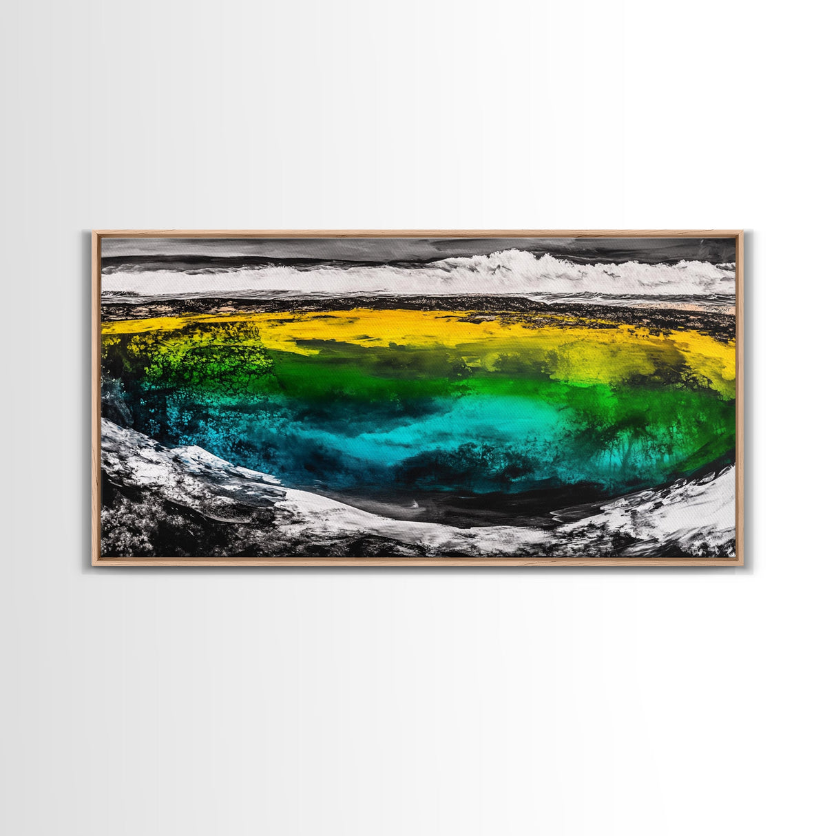 Turquoise Waves, Bold Ocean Art, Framed Canvas Print, Modern Abstract Seascape, Beach House Wall Decor, Large Statement Art