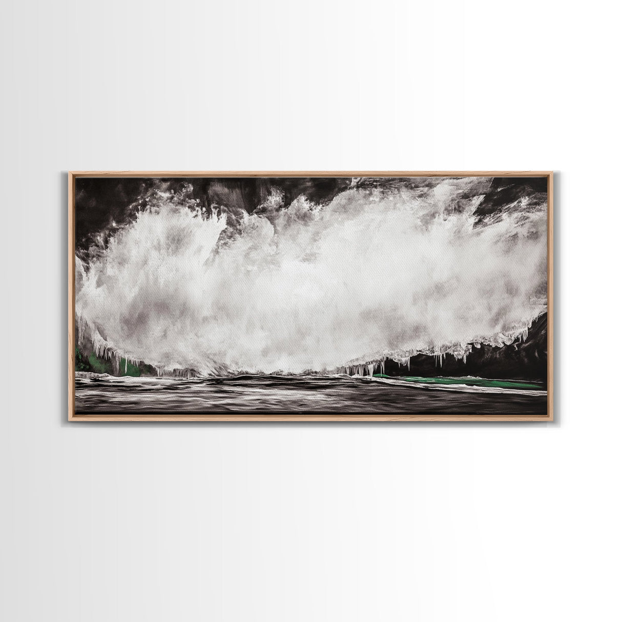 Abstract Waterfall Art, Black and White Canvas Print, Modern Wall Decor, Nature Inspired Artwork, Living Room Art, Minimalist Painting