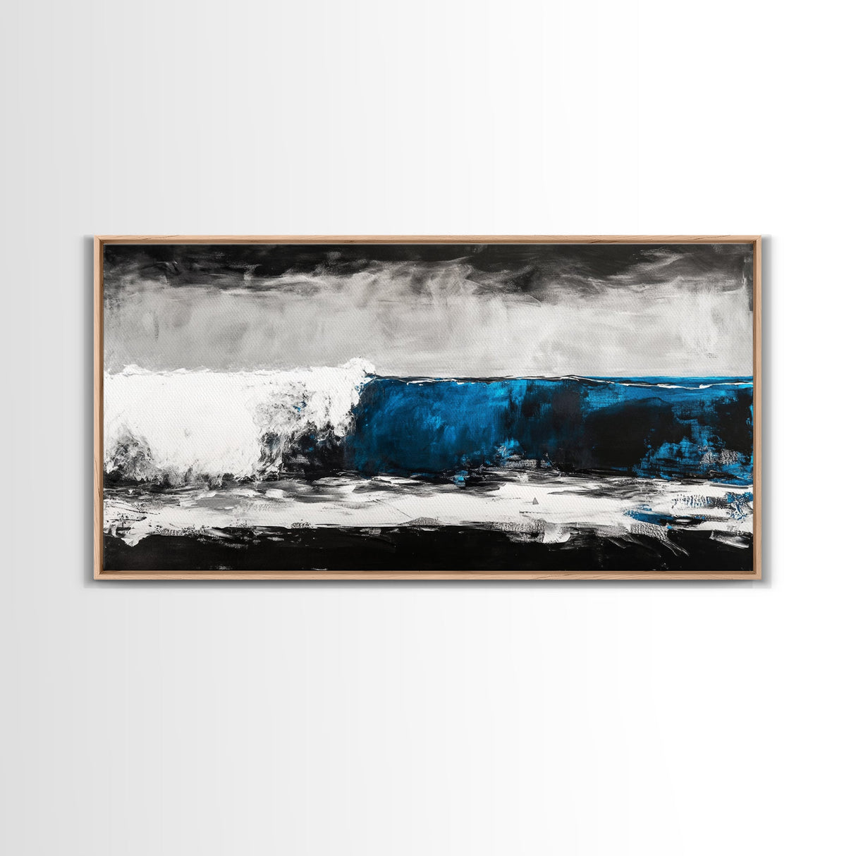 Ocean Wave, Blue, Modern, Canvas Print, Abstract Coastal Wall Art, Surfing Theme Artwork, Contemporary Beach Decor, Large Wall Art