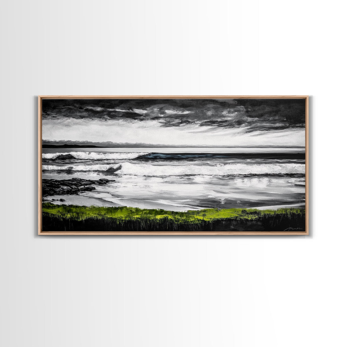 Stormy Coast, Ocean Waves, Black and White Seascape, Coastal Home Decor, Nautical Art, Living Room Wall Art, Canvas Print