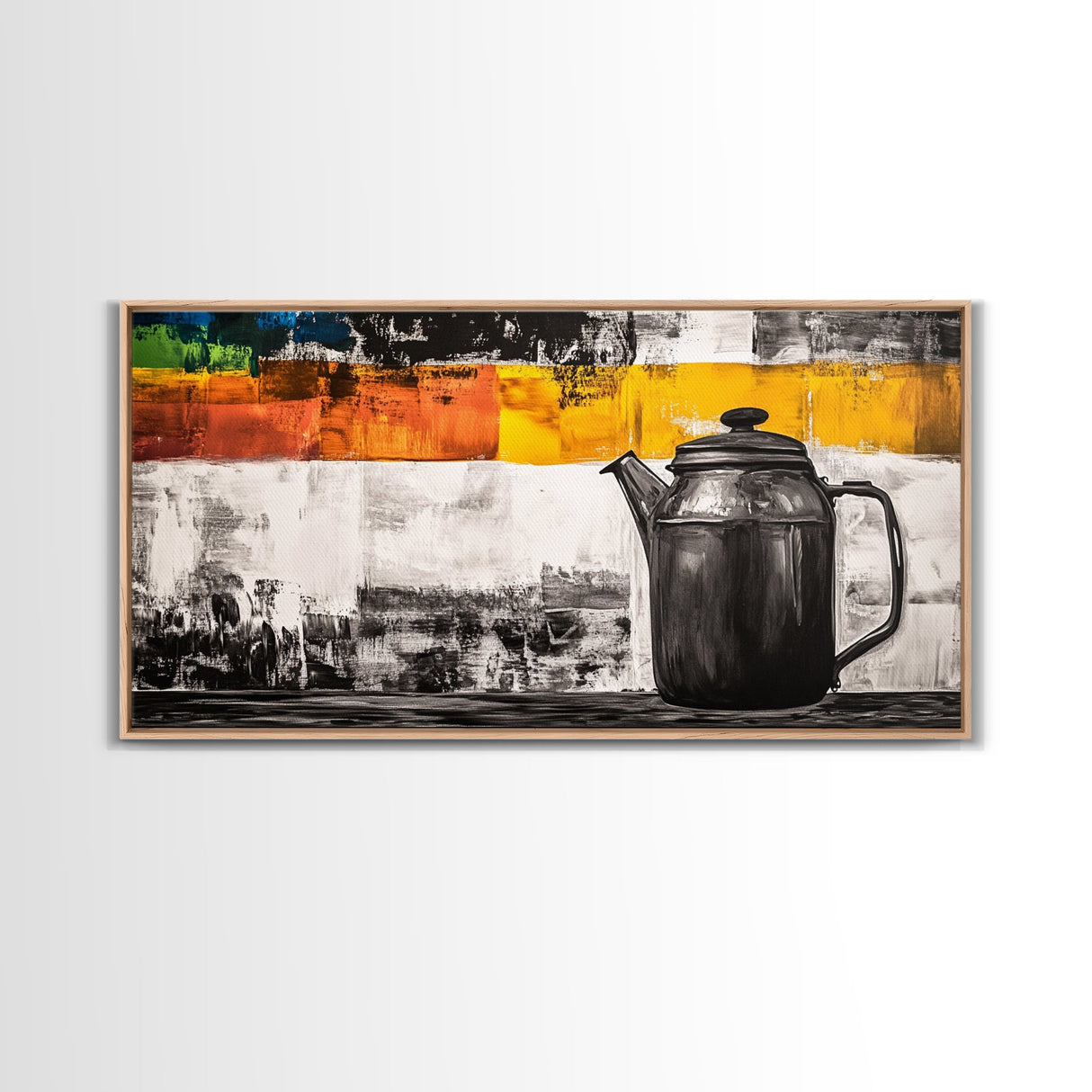 Retro Coffee Pot, Black and White Kitchen Art, Industrial Style, Canvas Print, Rustic Coffee Decor, Dining Room Wall Art, Barista Gift