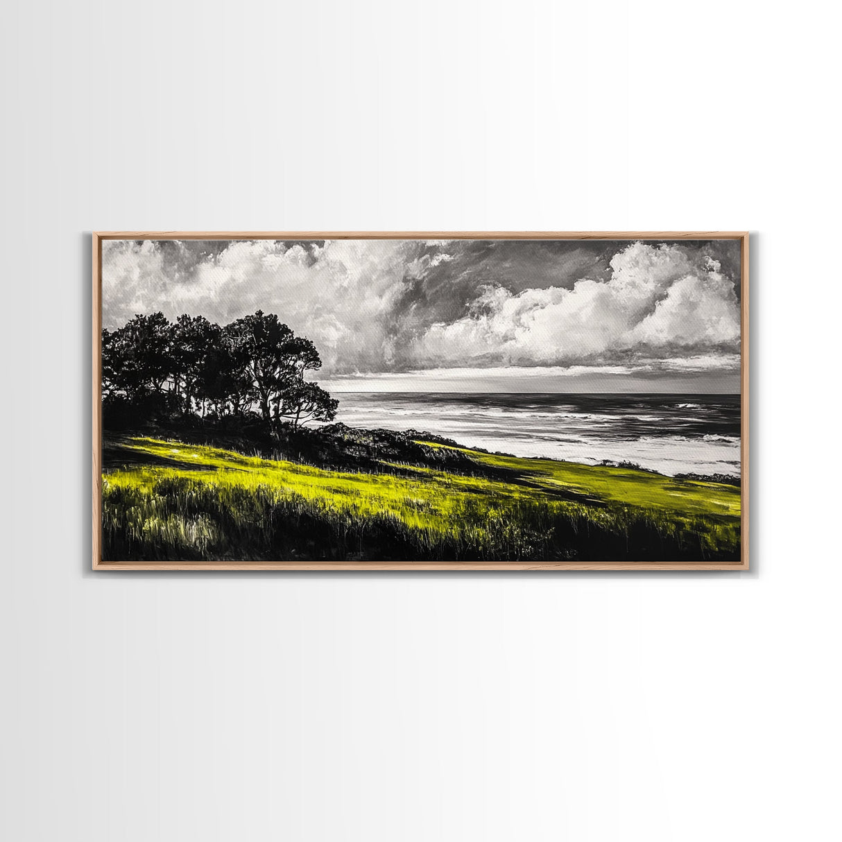 Coastal Landscape, Ocean View, Sunset Wall Art, Seaside Decor, Modern Seascape, Framed Canvas Print, Living Room Wall Art, Beach Painting