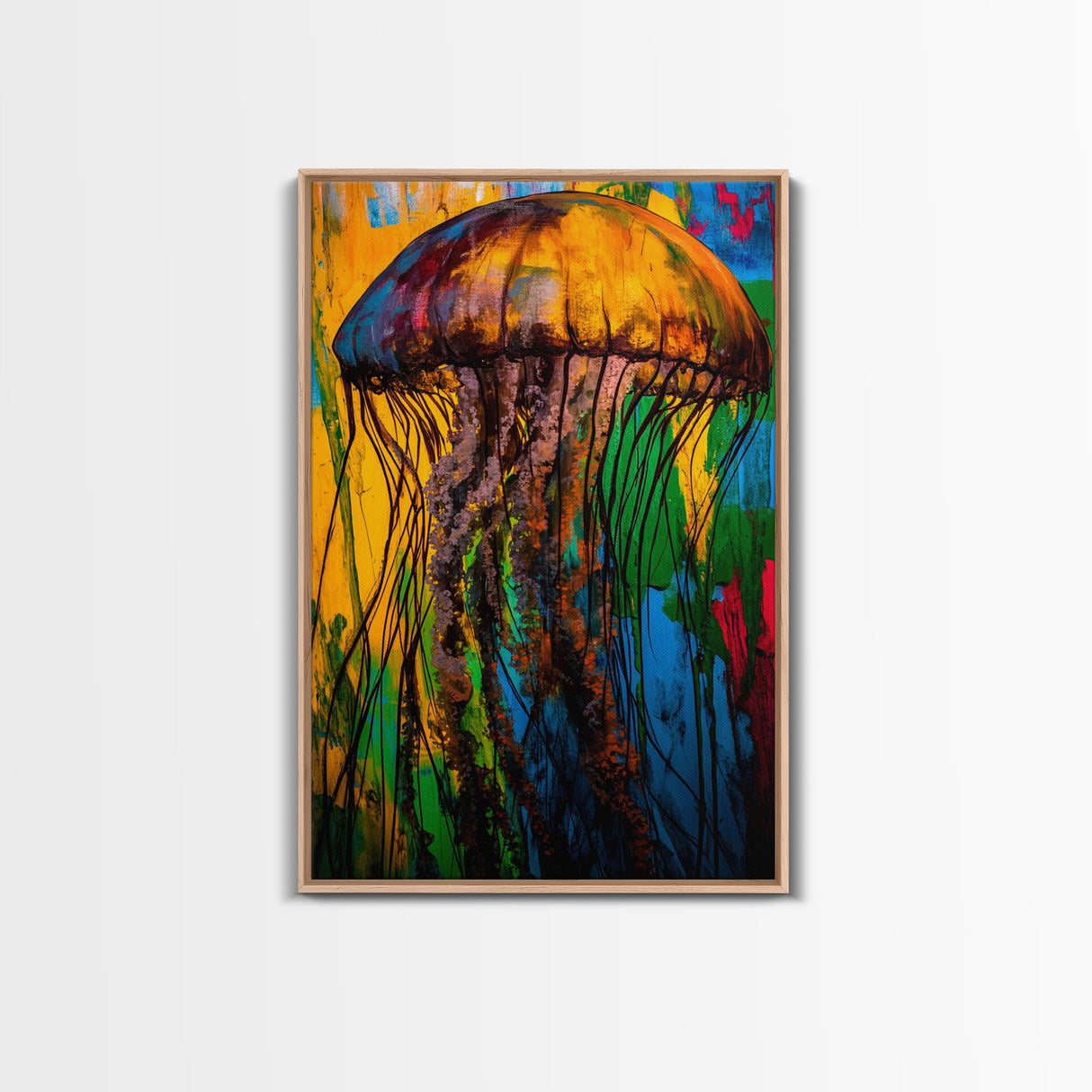 Jellyfish Abstract Art, Vibrant Ocean Painting, Colorful Marine Life Decor, Coastal Nautical Gift, Beach House Wall Art, Canvas Print