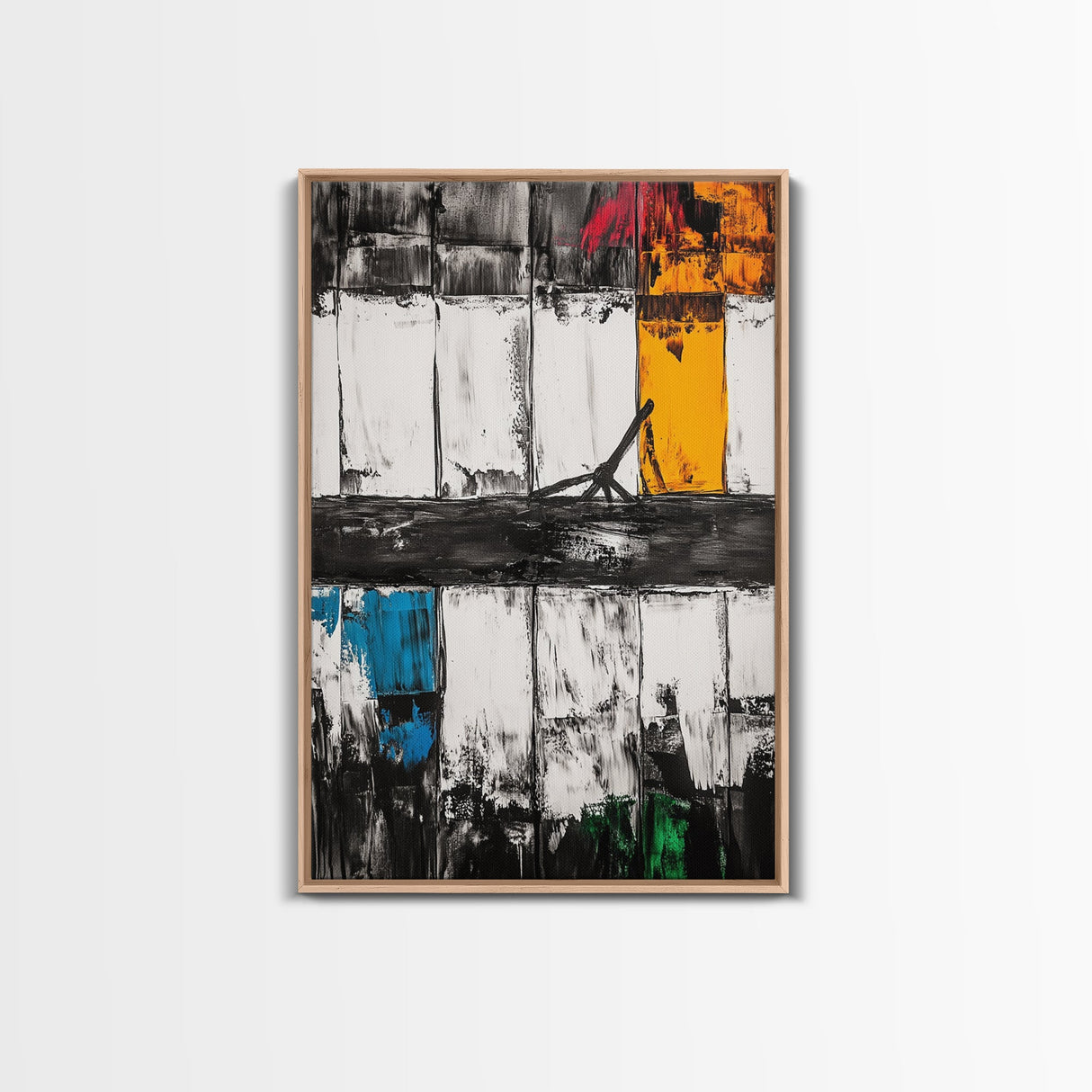 Urban Window, Abstract City Art, Modern Minimalist Wall Decor, Black and White Industrial, Rustic Texture, Canvas Print, Home Office