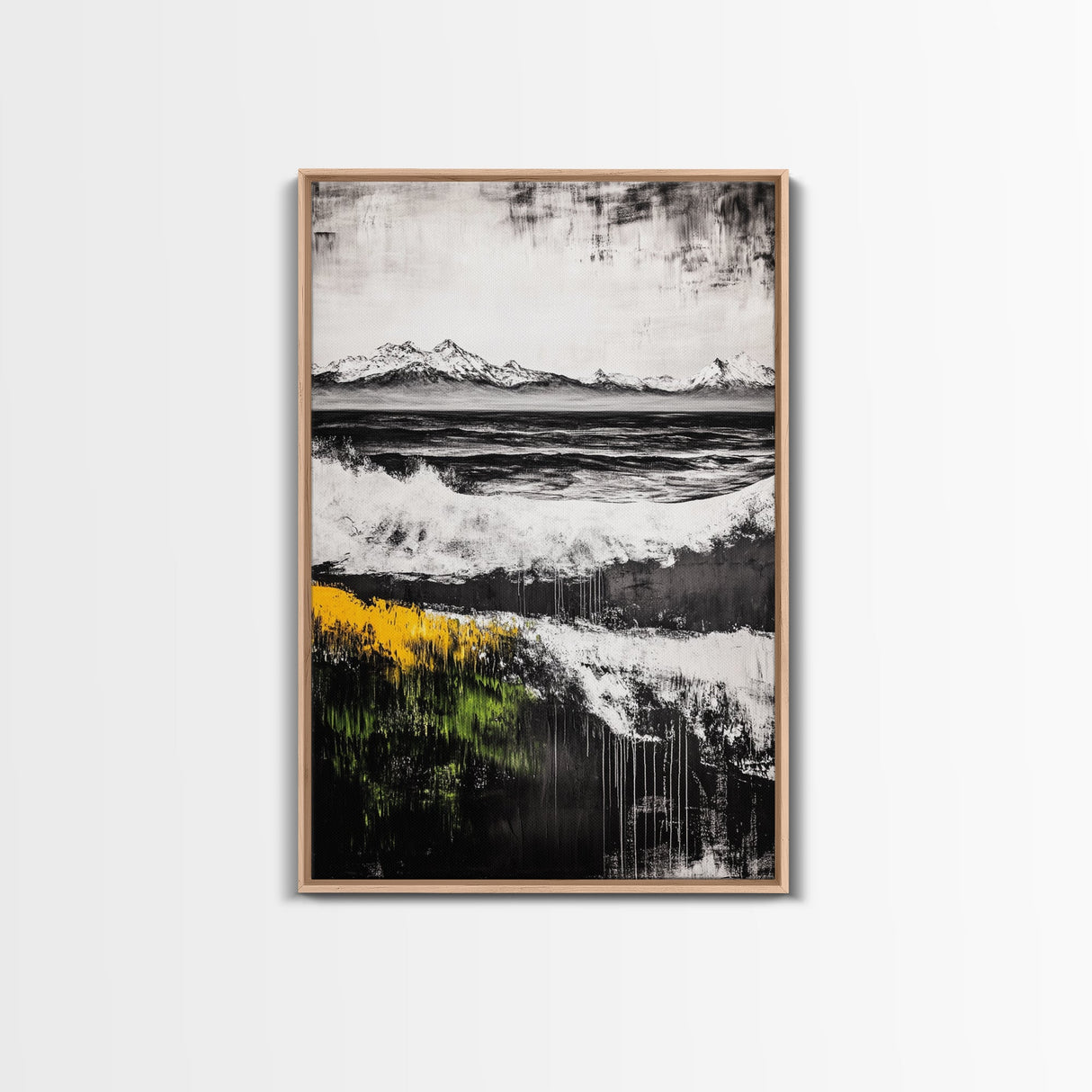 Mountain Sunset, Bold Colors, Abstract Landscape, Framed Canvas Print, Fall Wall Art, Rustic Home Decor, Large Wall Painting