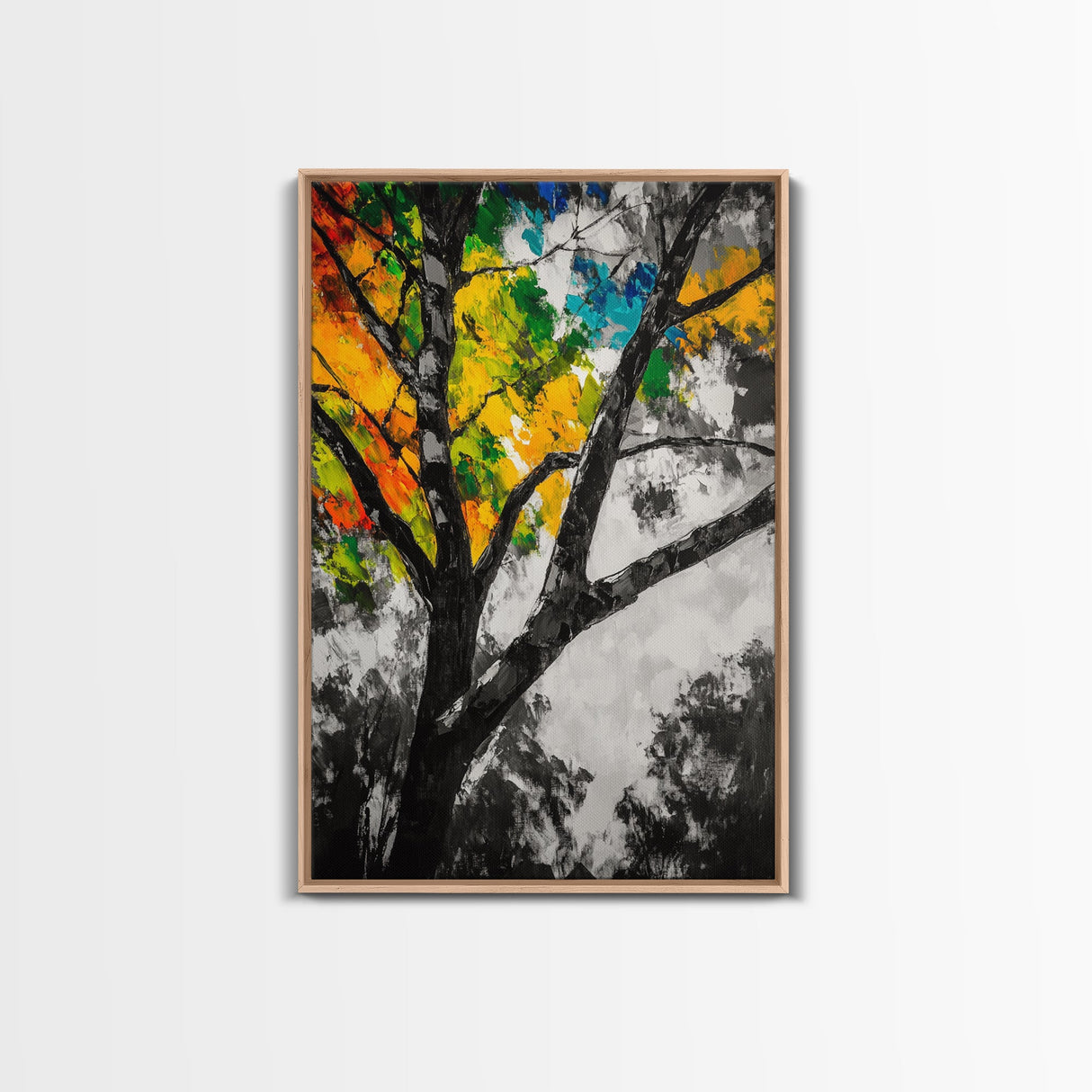 Autumn Tree, Colorful Wall Art, Vibrant Home Decor, Modern Nature Painting, Boho Wall Print, Seasonal Aesthetic, Canvas Print