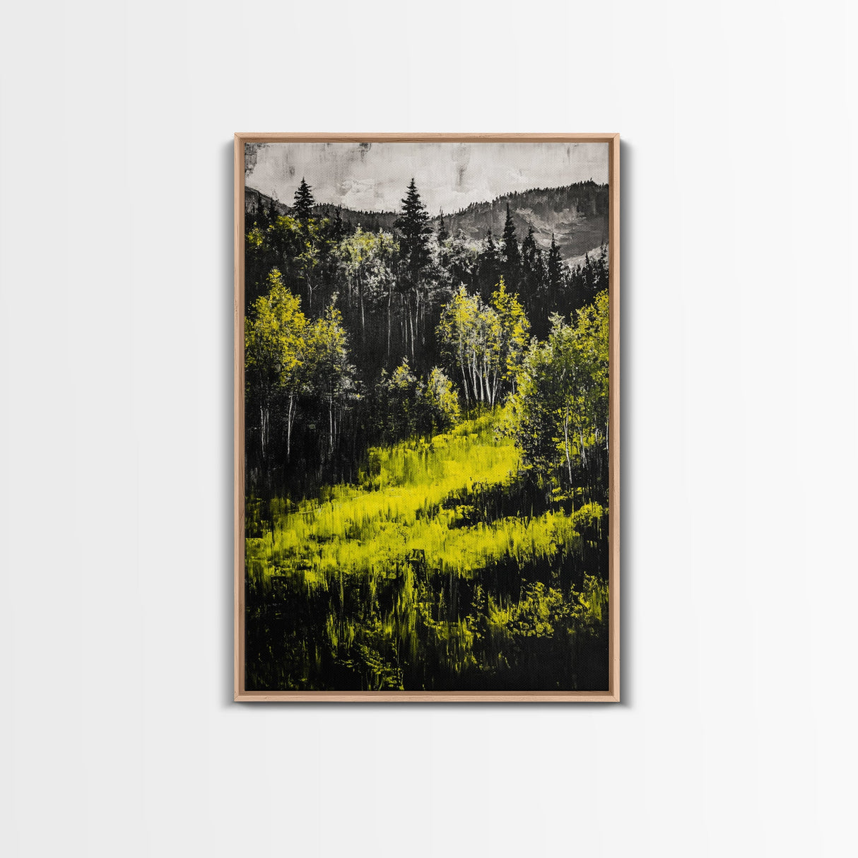 Forest Glow, Golden Trees, Nature Wall Art, Canvas Print, Mountain Landscape, Woodland Scene, Autumn Decor, Cabin Home Style, Moody Tones