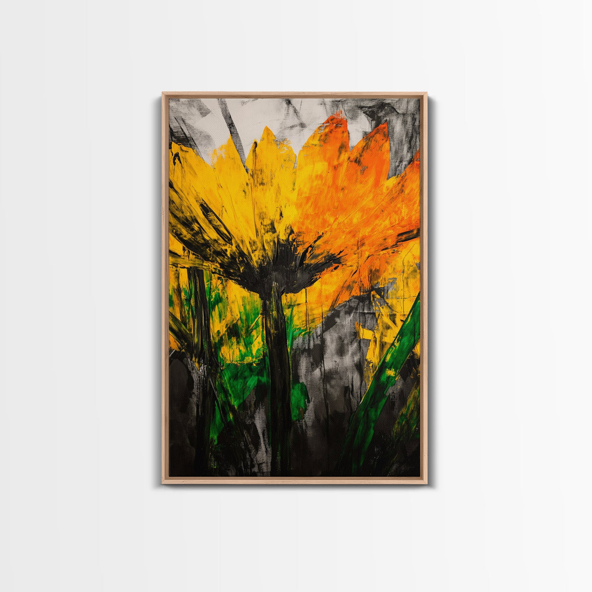 Sunflower Bloom, Fall Wall Art, Framed Canvas Print, Yellow Floral Art, Rustic Farmhouse Decor, Boho Kitchen Art, Country Home