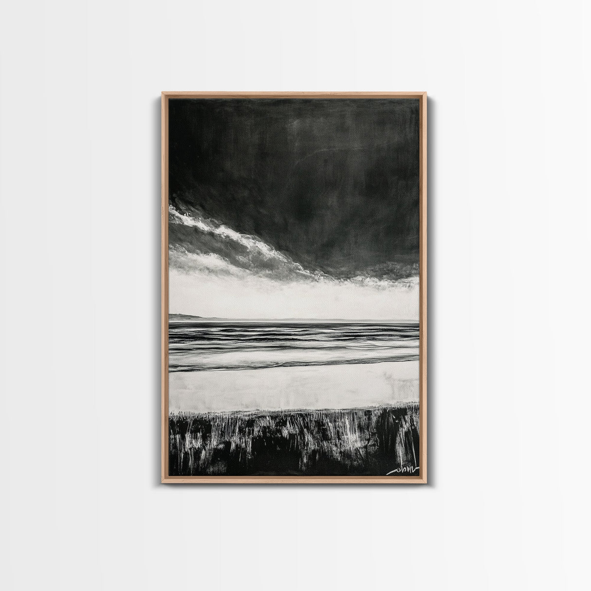 Dark Sky, Ocean Storm, Dramatic Seascape, Canvas Print, Moody Wall Art, Modern Coastal Decor, Nautical Painting, Living Room Art