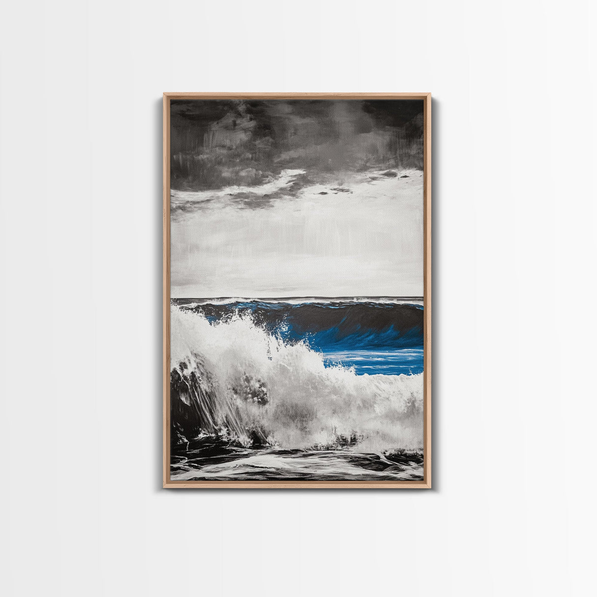 Ocean Wave Art, Monochrome Seascape Print, Coastal Wall Decor, Ocean Scene, Nautical Art, Beach House Print, Framed Canvas Print