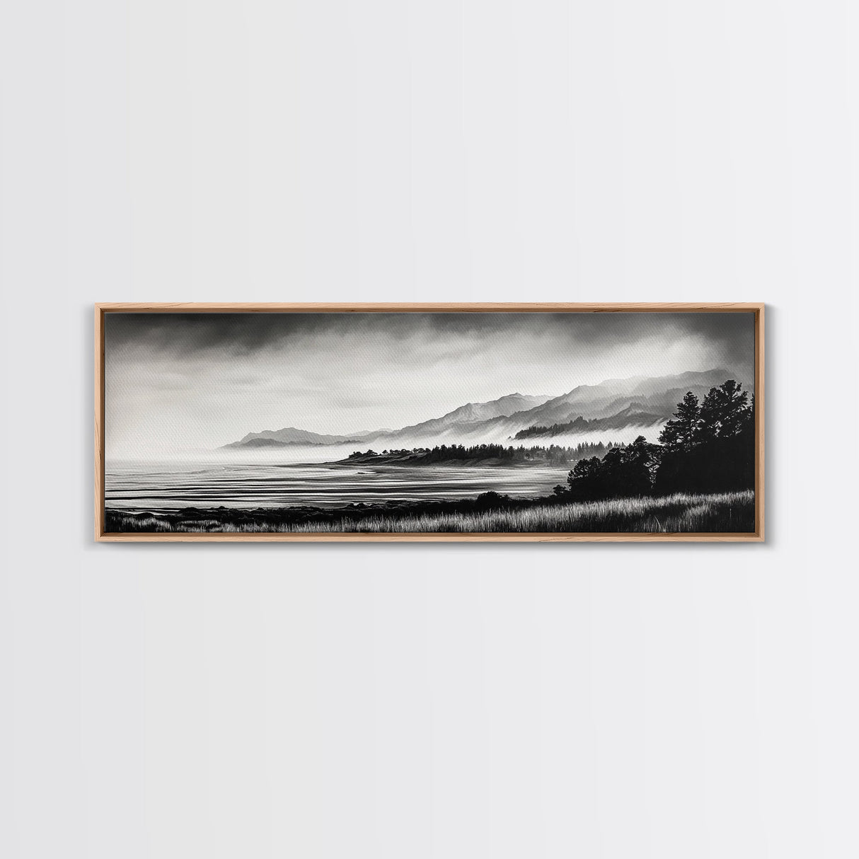 Misty Mountains, Monochrome Landscape, Nature Wall Art, Canvas Print, Scenic Home Decor, Adventure Lover Gift, Black and White Art