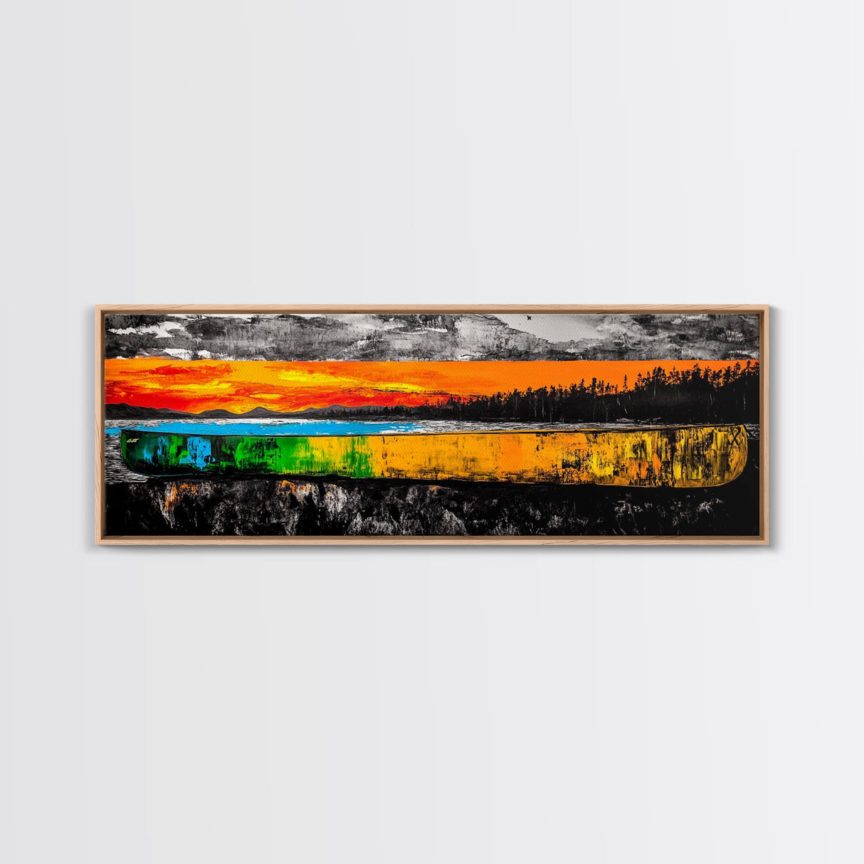 Canoe Reflection, Lake Canvas Print, Nature Wall Art, Rustic Cabin Decor, Adventure Art, Sunset Scene, Living Room Wall Art