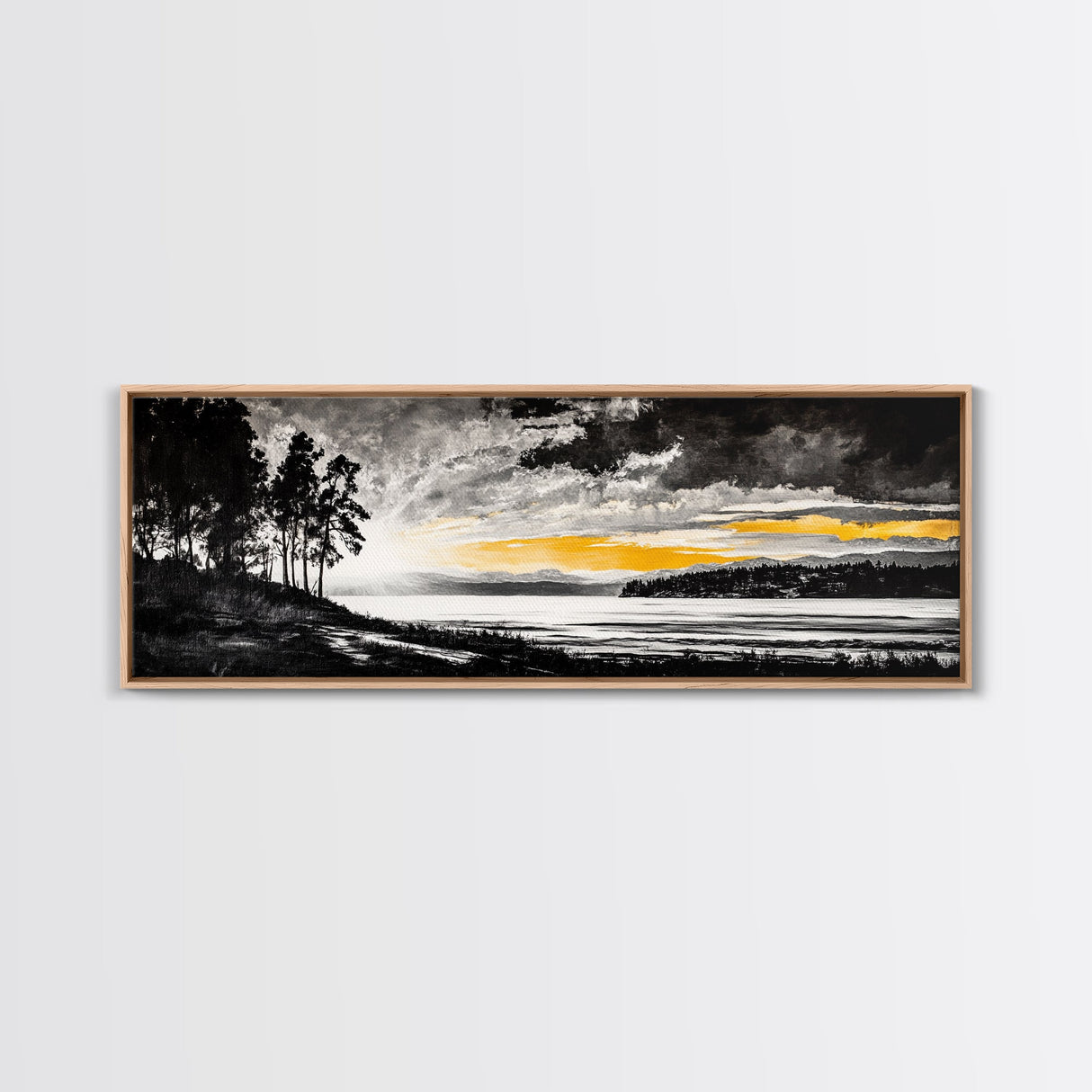 Sunset Landscape Art, Moody Sky Print, Nature Wall Decor, Mountain View Artwork, Rustic Home Decor, Warm Tones, Canvas Print