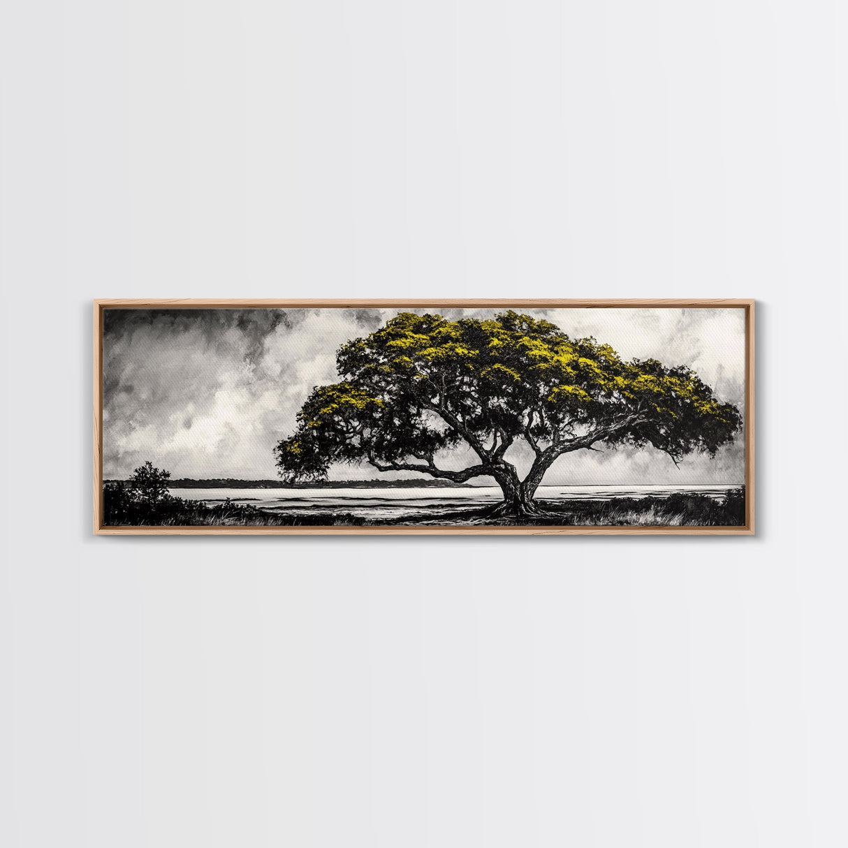 Majestic Tree, Black and White Landscape, Nature Art, Rustic Wall Decor, Framed Canvas Print, Living Room Art, Fall Inspired, Timeless Scene