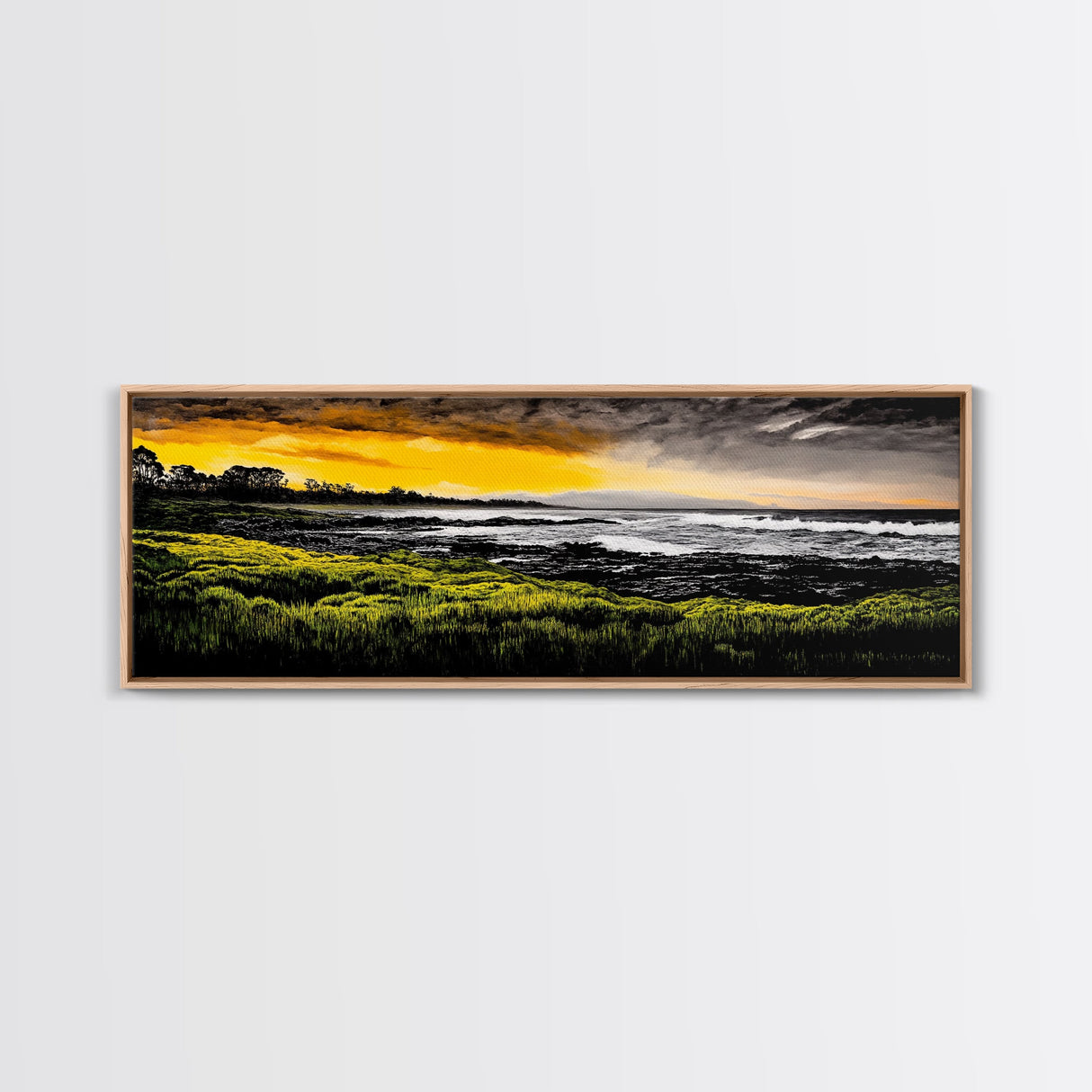Sunset Coast, Ocean Wall Art, Seascape Print, Framed Canvas Print, Coastal Decor, Modern Art, Beach House, Nature Wall Art