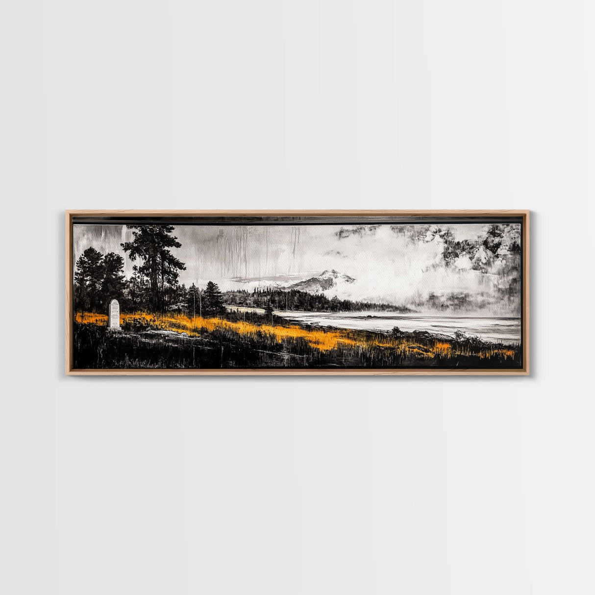 Mountain View, Misty Landscape, Rustic Wall Art, Black and White Print, Nature Inspired Art, Bedroom Decor, Framed Canvas Print, Gift