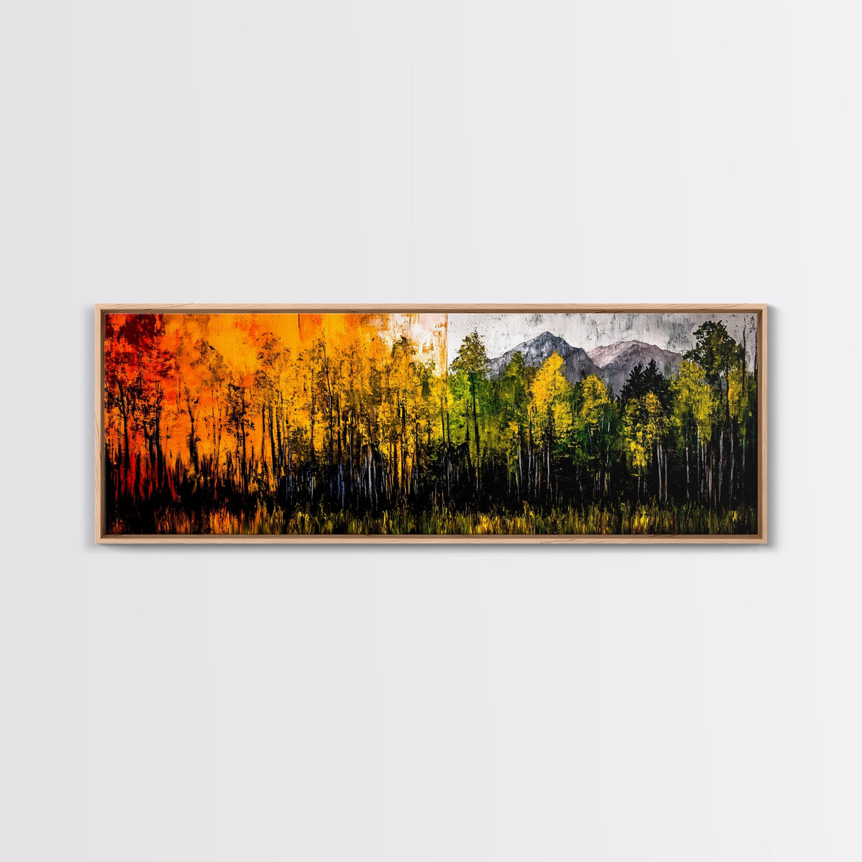 Autumn Trees, Mountain View, Framed Canvas Print, Fall Landscape Art, Rustic Home Decor, Large Wall Art, Warm Color Wall Art