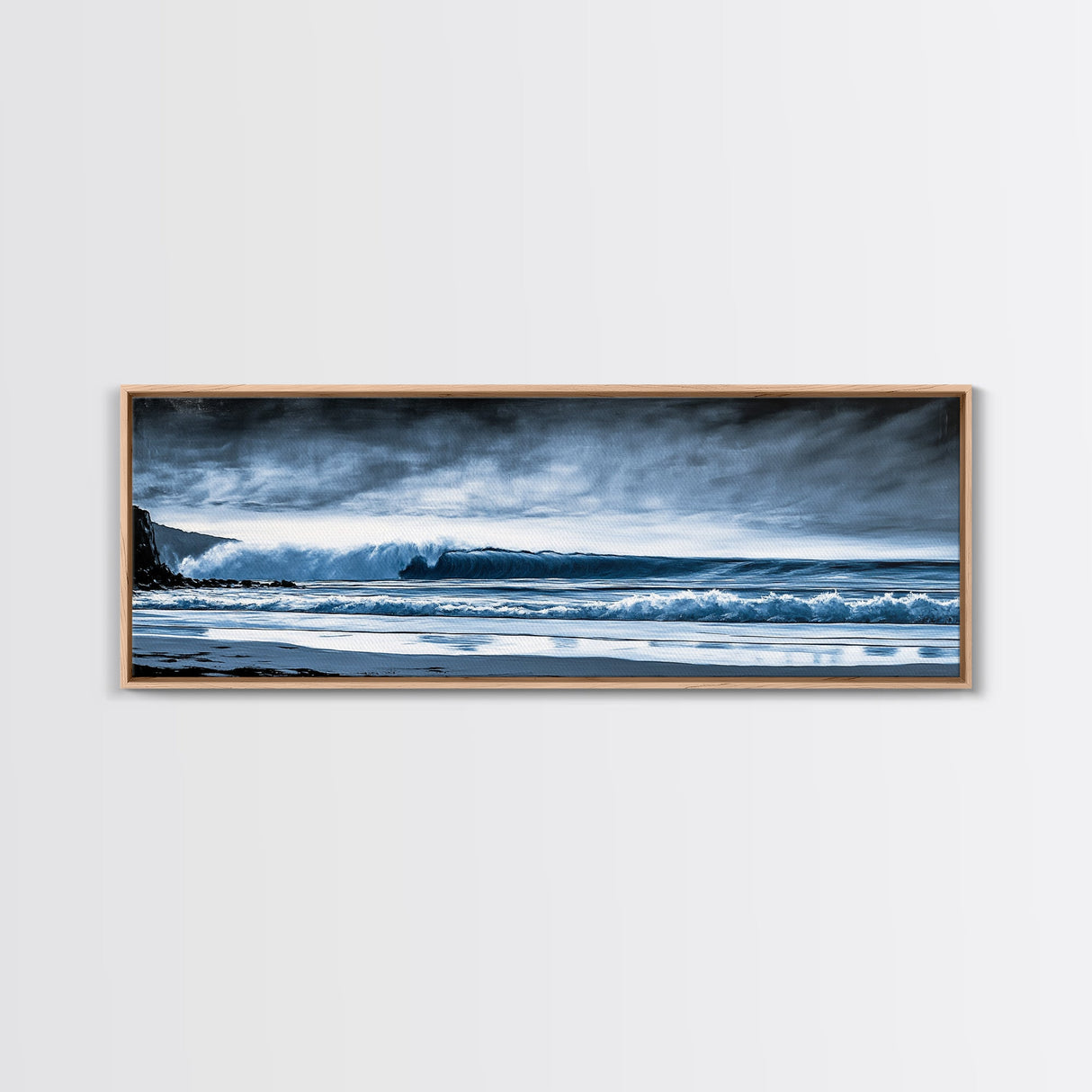 Ocean Wave, Moody Seascape, Blue Water Art, Stormy Sky, Coastal Home Accent, Surfer Decor, Minimalist Wall Art, Canvas Print