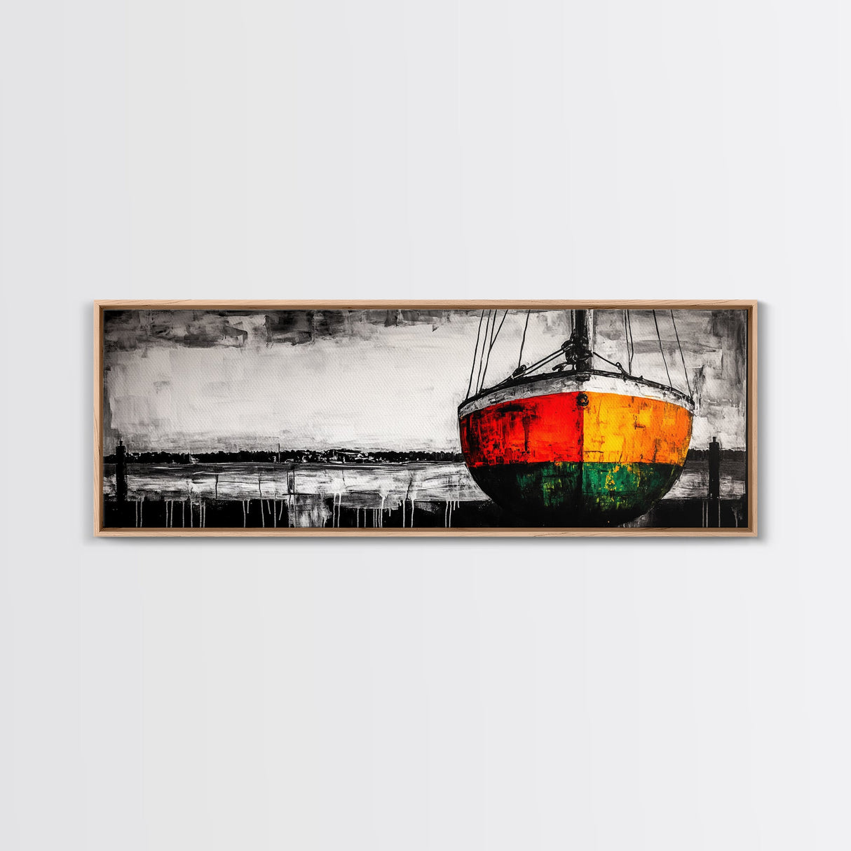 Vibrant Sailboat, Nautical Wall Art, Coastal Decor, Bold Colorful Art, Ocean Theme, Large Statement Piece, Framed Canvas Print, Beach House Art