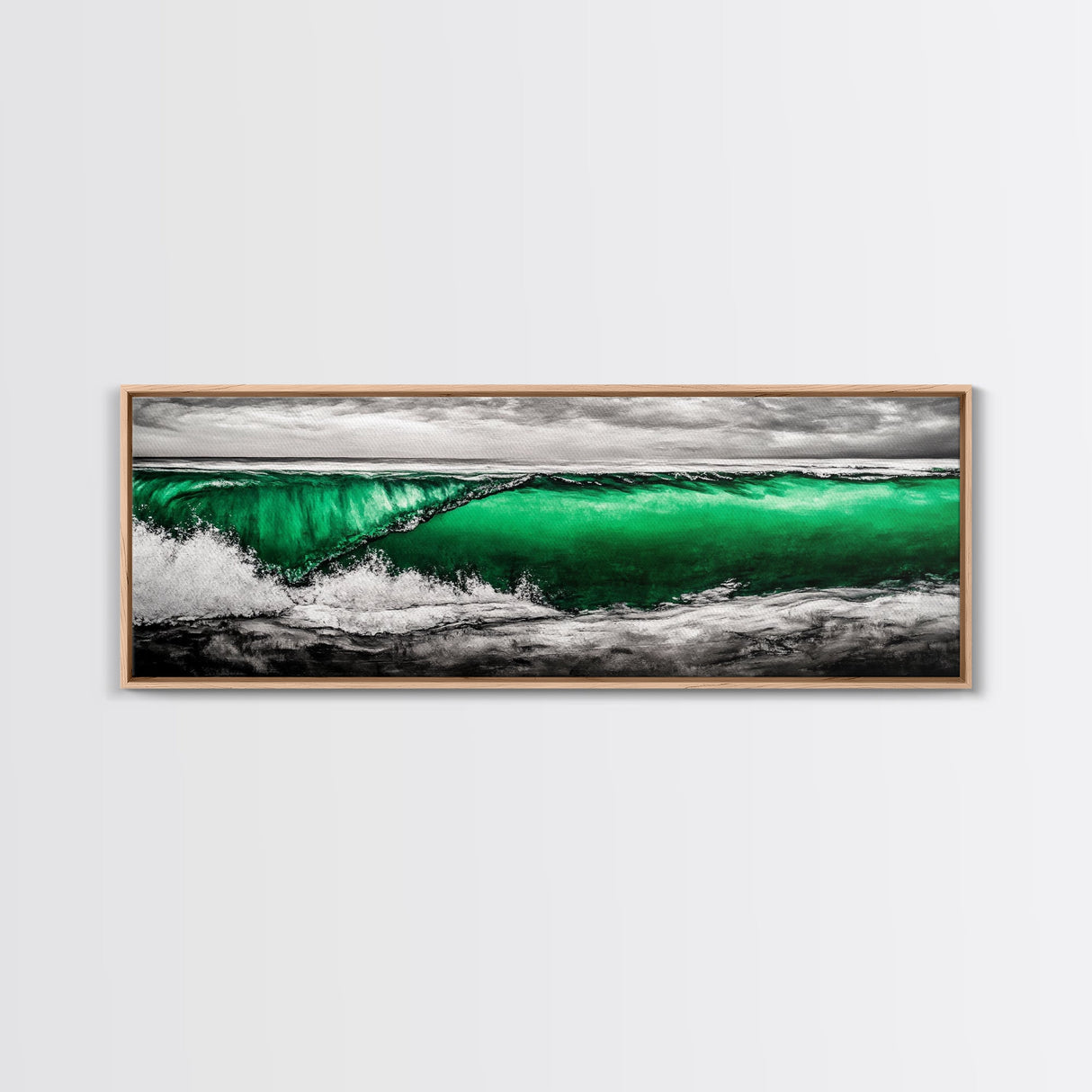 Emerald Wave, Ocean Wall Art, Coastal Decor, Beach Aesthetic, Modern Seascape, Large Wall Art, Framed Canvas Print, Office Art