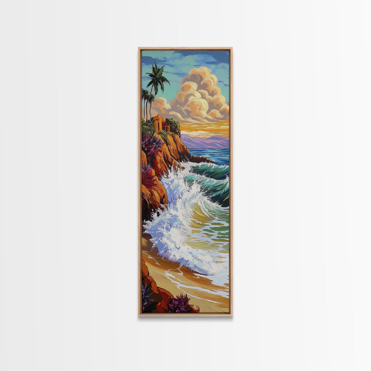 Tropical, Cliff, Ocean, Sunset, Canvas Print, Coastal Living Room Art, Colorful Seascape, Beach House Wall Art, Island Vibe Decor