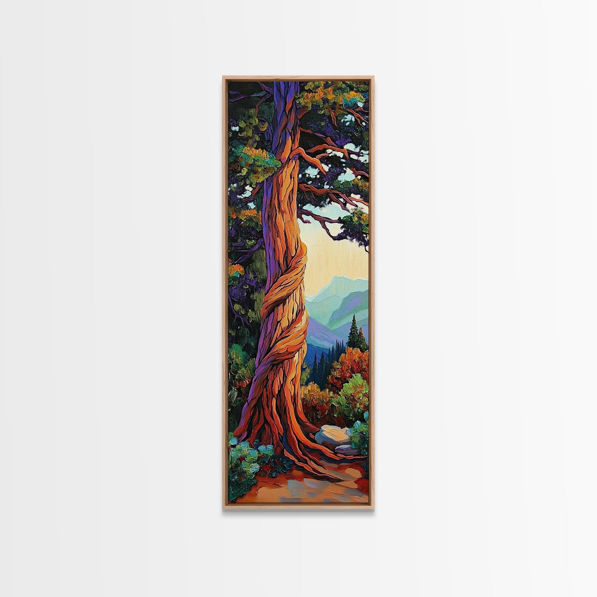 Whimsical, Tree, Forest, Nature, Framed Canvas Print, Autumn tree art in impressionist style, perfect Living Room Wall Art or Fall Decor