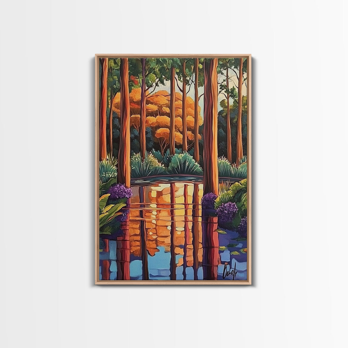 Forest Reflections, Tranquil, Trees, Canvas Print peaceful landscape art, serene nature wall decor, cabin bathroom art, rustic boho style