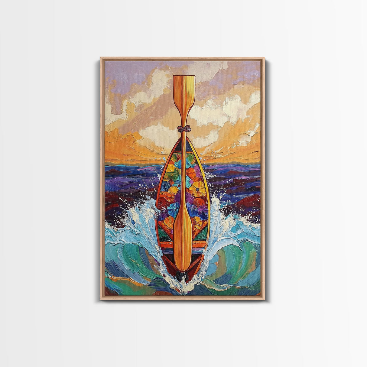 Paddle and Waves Art, Surfboard Ocean Print, Tropical Sea Decor, Nautical Wall Vibes, Framed Canvas Print, Beach House Wall Art, surfer style
