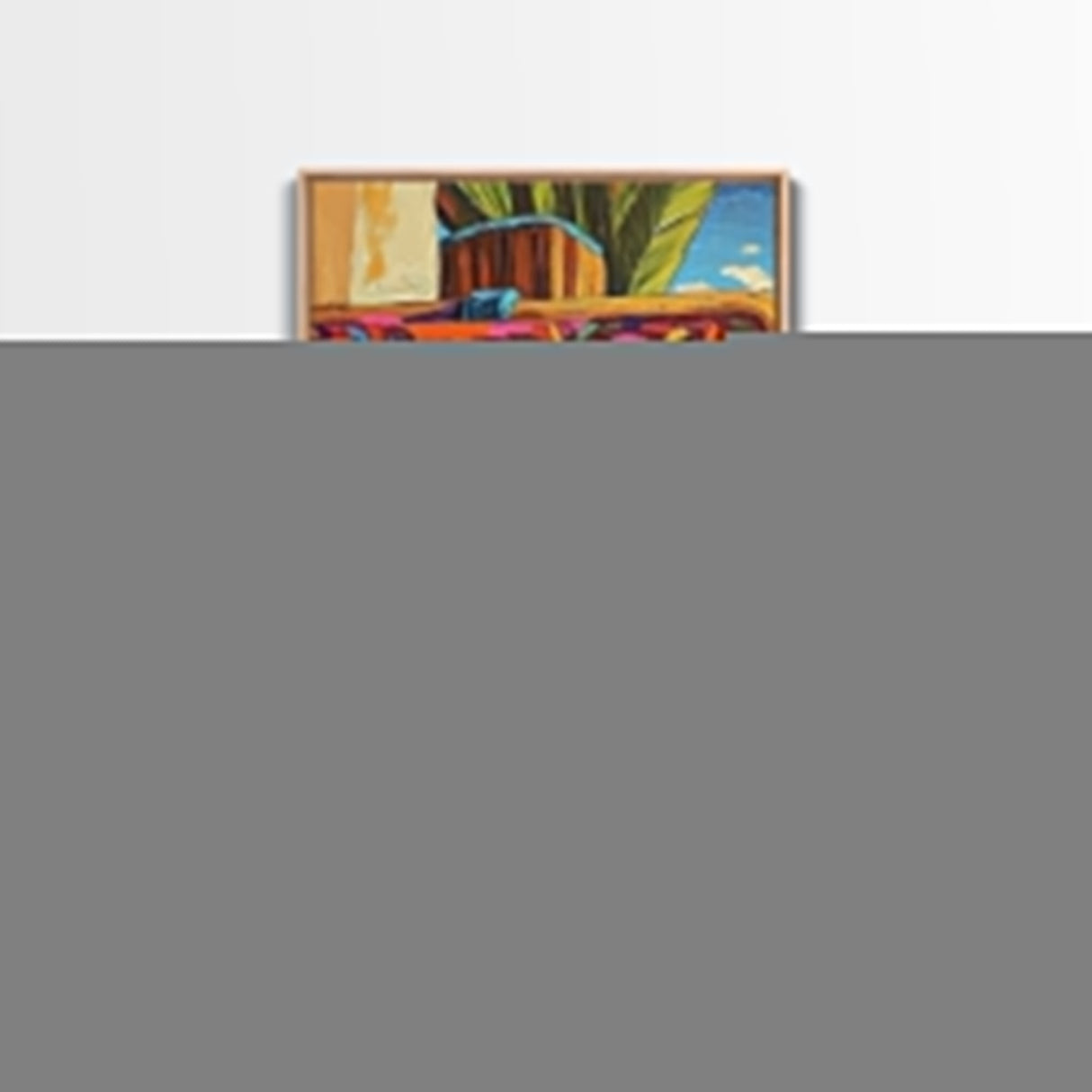 Tropical Rustic Detail Painting, Framed Canvas Print, Coastal patio wall decor, boho island house art, summer wall accent