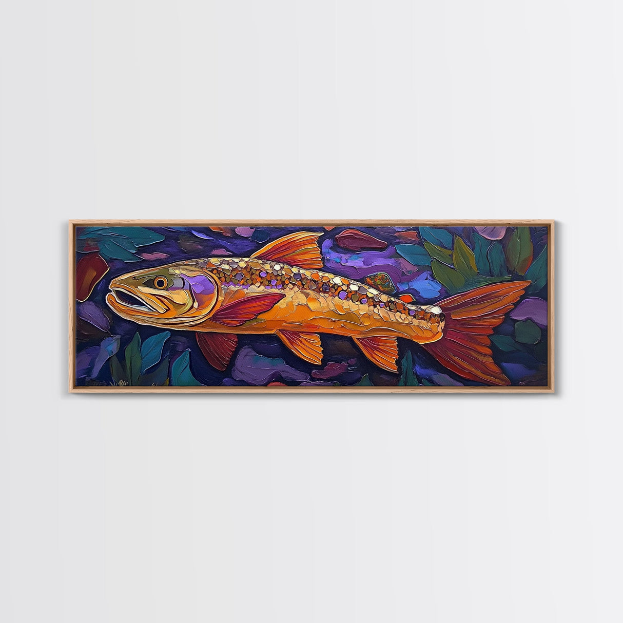 Golden Trout, Colorful Fish, Underwater Scene, Cabin Accent, Canvas Print, Fishing Lodge Decor, Rustic Nature Wall Art
