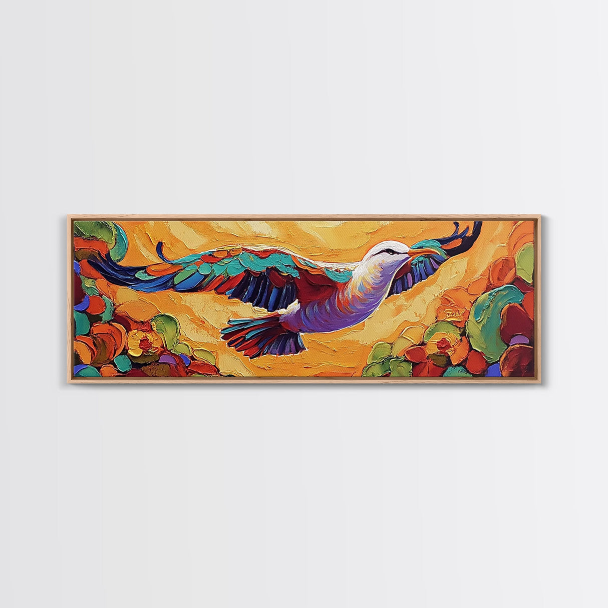 Soaring Bird, Colorful Flight, Nature Bird Art, Desert Skies, Framed Canvas Print hallway wall decor, boho art, inspirational wall piece