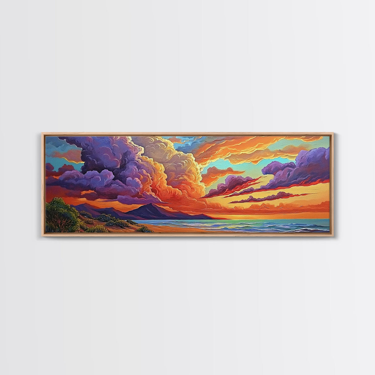 Stormy Sunset, Coastal Skies, Mountain Ocean View, Dramatic Cloudscape, Canvas Print, Living Room Wall Art, Landscape Statement Art
