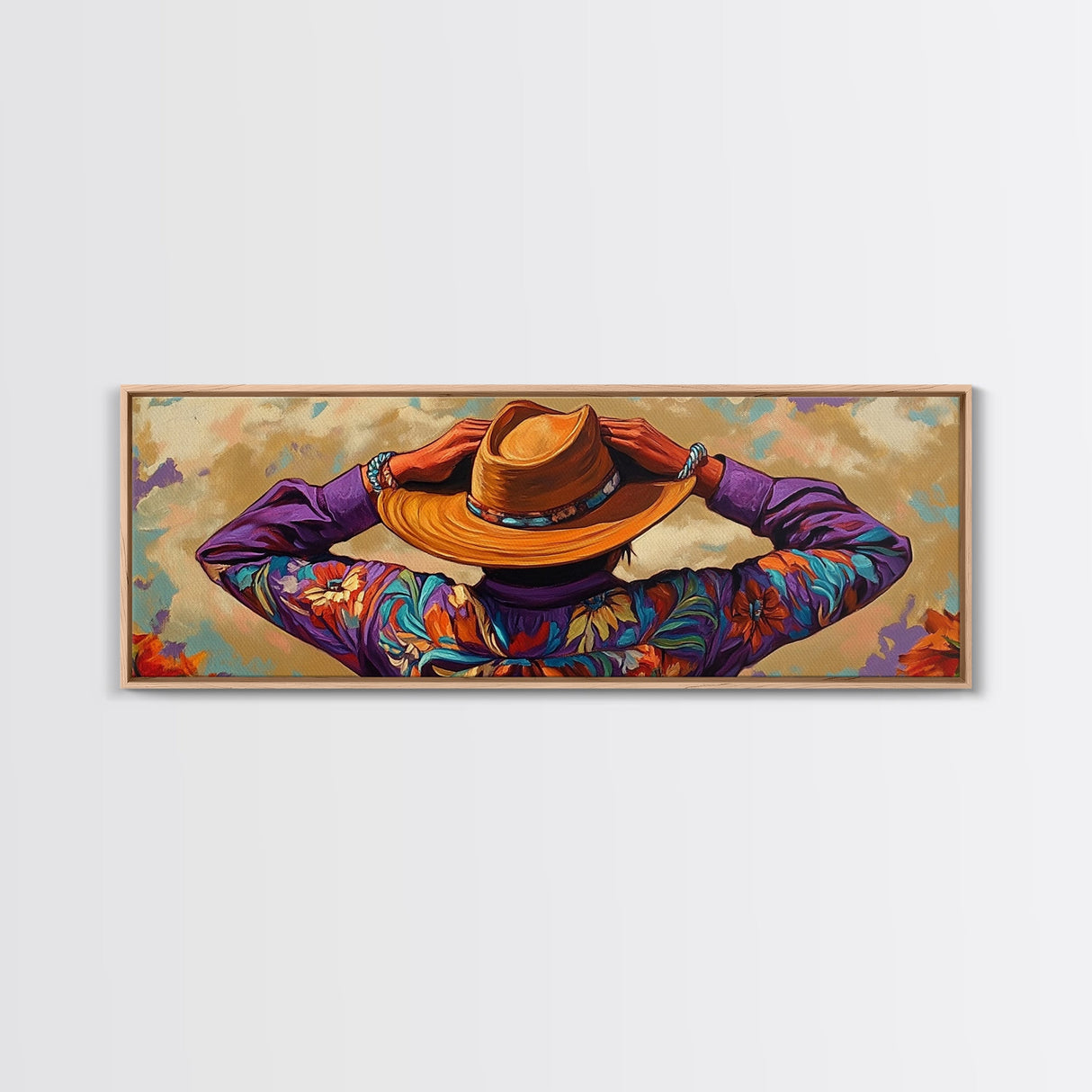 Southwestern Style, Cowboy Art, Desert Vibes, Sunset Palette, Framed Canvas Print, Rustic Western Wall Art, Office Decor, Colorful Home Accent