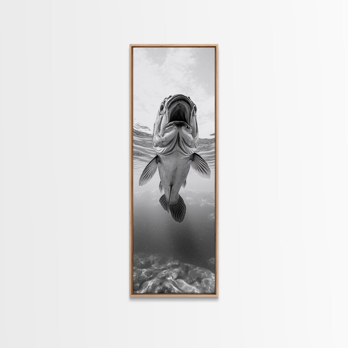 Underwater Fish, Marine Life, Ocean Perspective, Bold Wildlife, Aquatic Beauty, Framed Canvas Print, Kids Room Wall Art, Nautical Style Decor