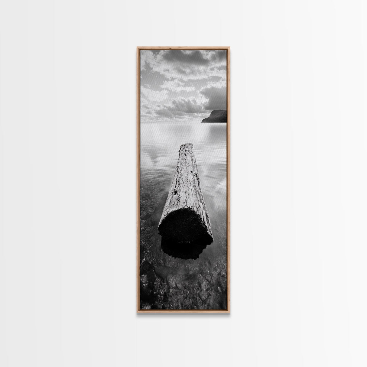 Driftwood Focus, Tranquil Waters, Lake Serenity, Canvas Print, Modern nature wall art, Neutral decor, Calm lakehouse bedroom piece