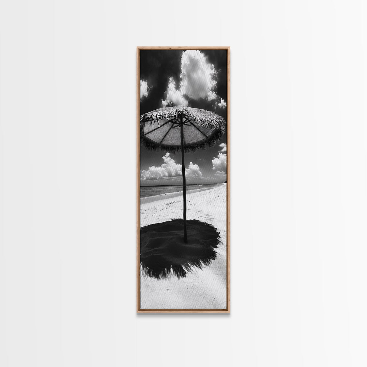 Beach Umbrella, Summer Shade, Ocean Serenity, Island Dreams, Coastal Peace, Framed Canvas Print, Living Room Wall Art, Boho Tropical Décor