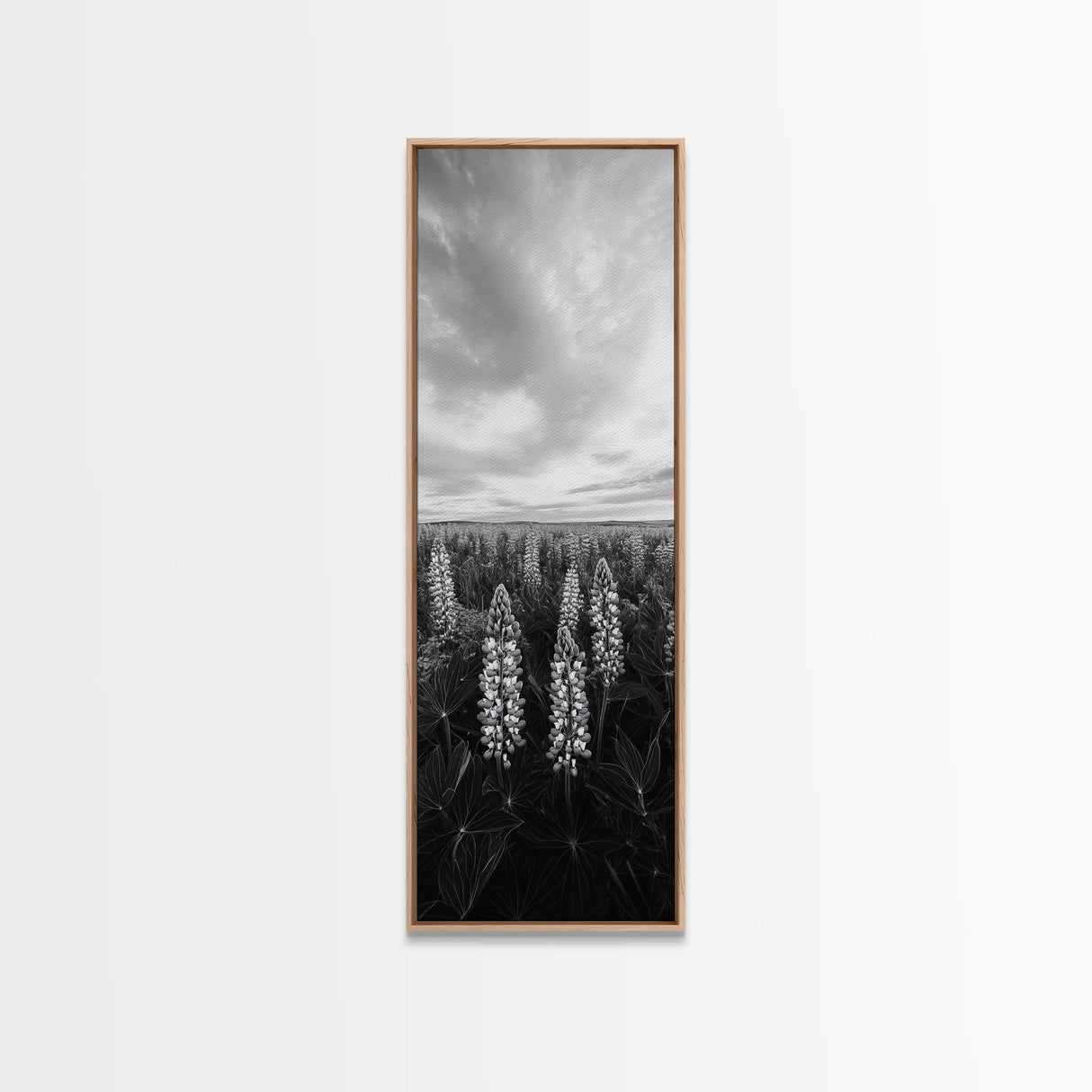 Lupine Field, Blooming Flowers, Meadow Horizon, Framed Canvas Print, Botanical Wall Art, Bedroom Decor, Nature-Inspired, Boho Floral Art