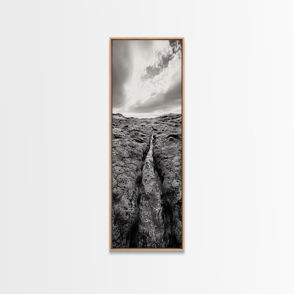 Lava Rock Path, Ocean Texture, Earth Flow, Framed Canvas Print, Coastal Bathroom Decor, Minimalist Natural Art, Moody Landscape Print