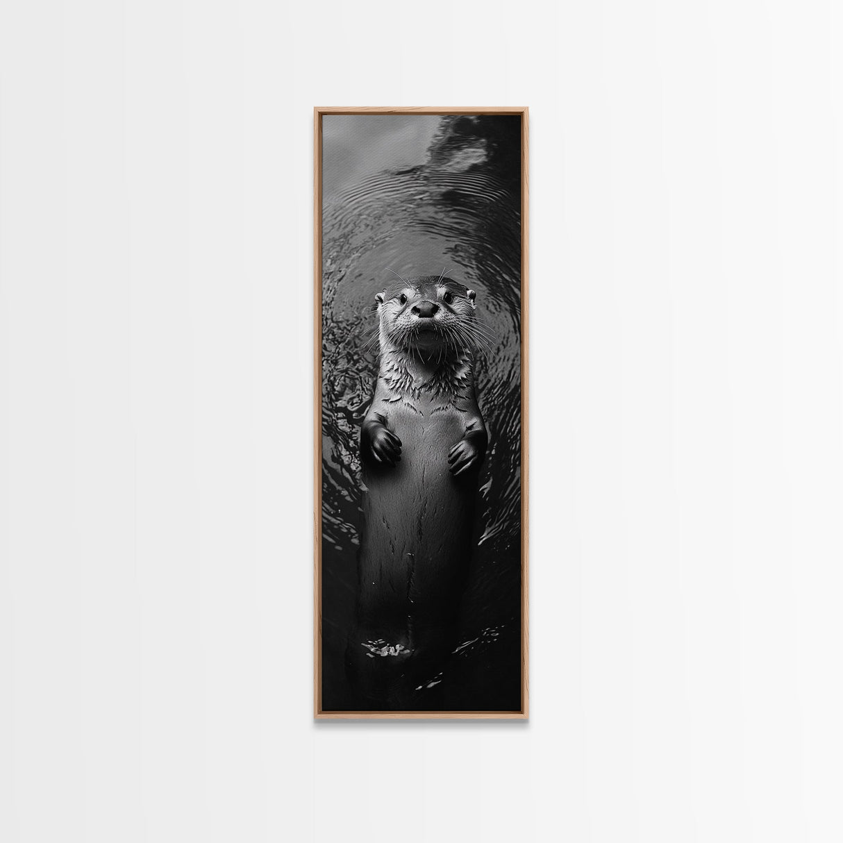 Cute Otter, Wildlife Charm, Animal Portrait, Black White Art, Canvas Print, Kids Room Wall Art, Woodland Nursery, Nature Lover Gift