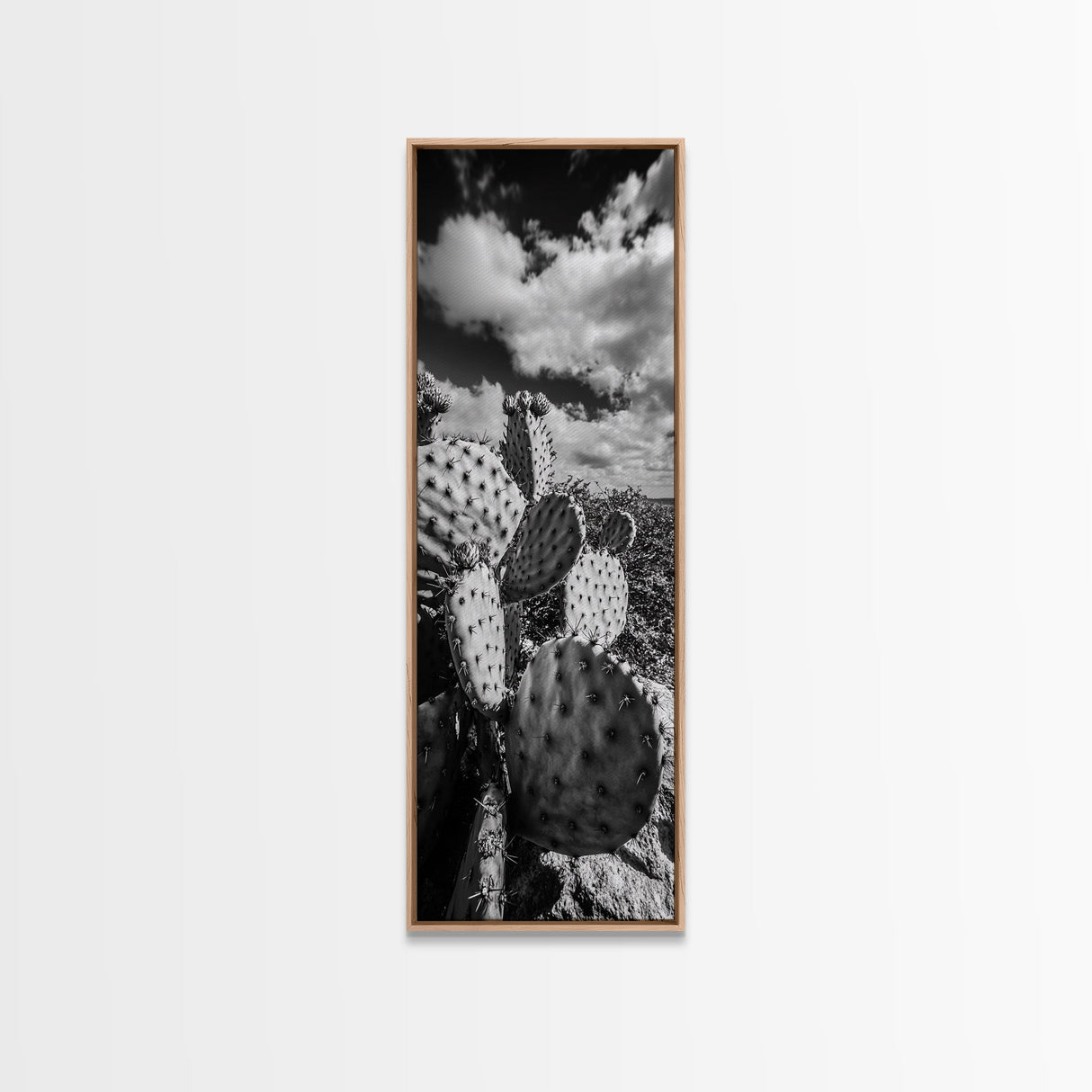 Desert Cactus Closeup, Prickly Pear Focus, Bold Nature Decor, Framed Canvas Print, Southwestern Kitchen Decor, Living Room Art