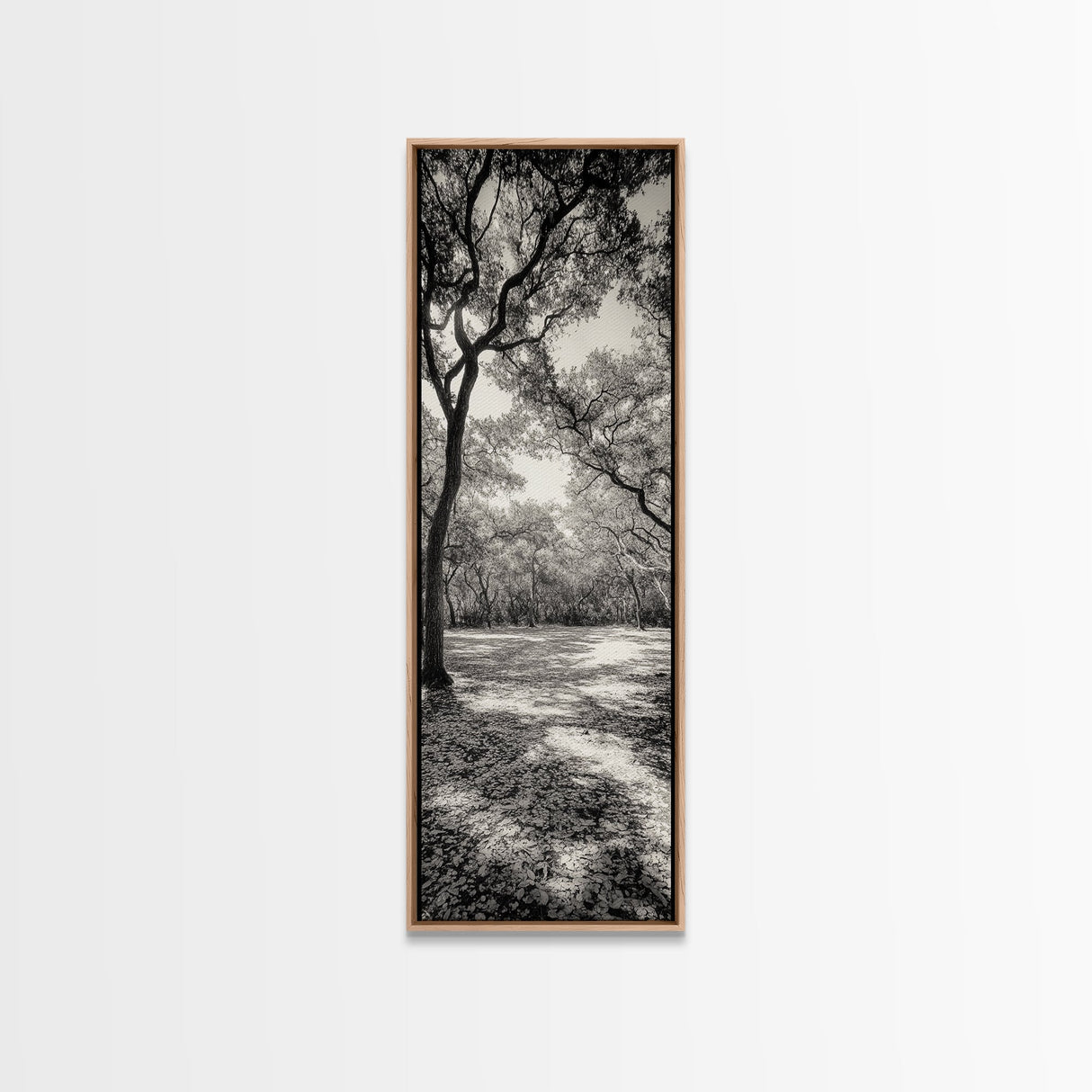 Autumn Forest Light, Peaceful Woodland Canopy, Fall Vibes Scene, Framed Canvas Print, Cozy Living Room Art, Entryway Wall Art