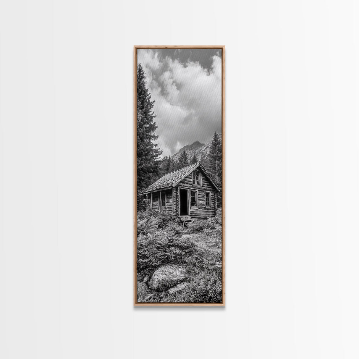 Rustic Cabin, Mountain Retreat, Forest Escape, Framed Canvas Print, Fall Nature Art, Cozy Lodge Decor, Bedroom or Den Wall Piece