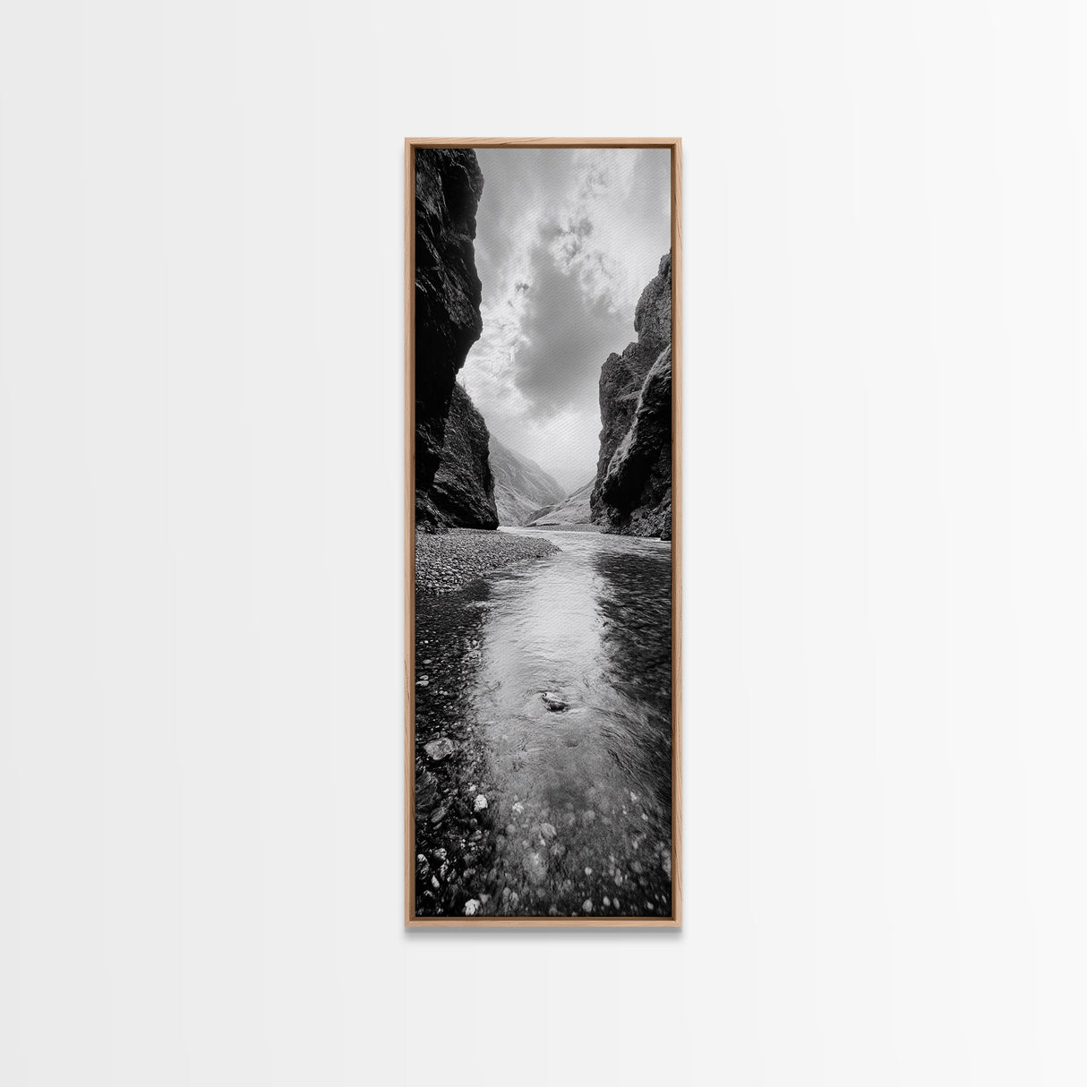 Mountain Valley, Serene Stream, Canyon Light, Framed Canvas Print, Peaceful Nature Scene, Bedroom or Study Minimalist Wall Decor