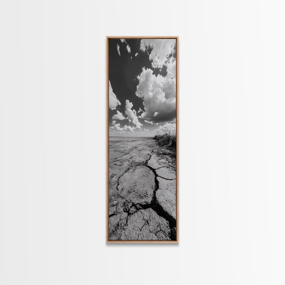 Cracked Earth Shore, Rustic Desert Vibe, Nature Texture Print, Fall Living Room Art, Framed Canvas Print, Earthy Minimalist Decor