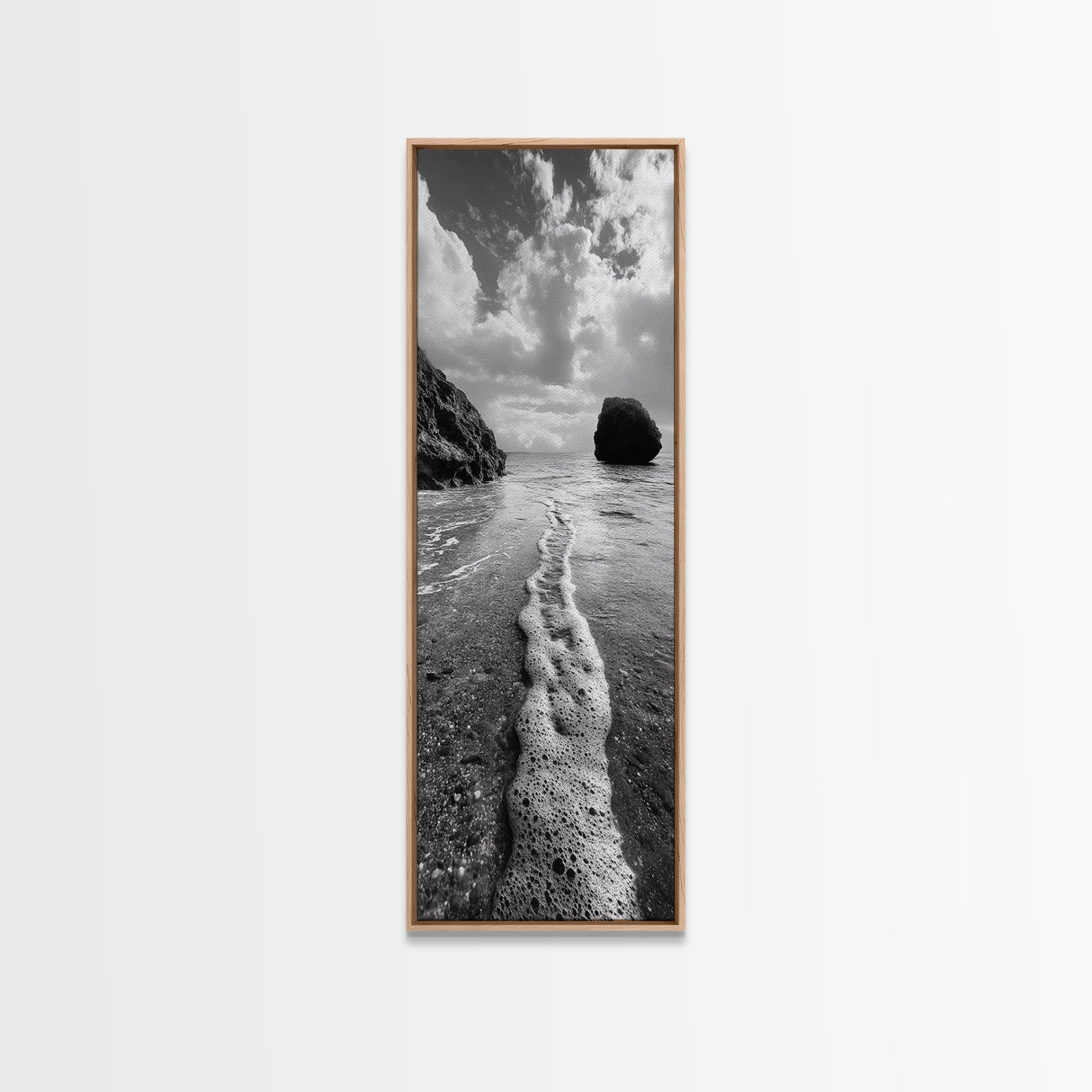 Sea Foam, Ocean Rocks, Gentle Tide, Canvas Print, Beach House Wall Art, Coastal Minimalist Style, Nature Photography Decor, Living Room Decor