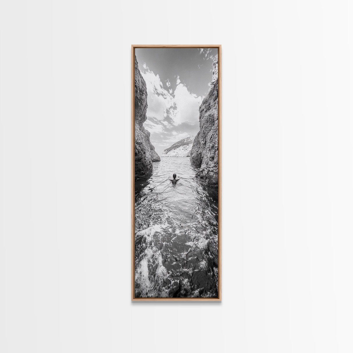 Ocean Escape, Cliff Swim, Travel Photography, Freedom Moment, Canvas Print, Minimalist Wall Art, Bathroom Decor, Beach House Art
