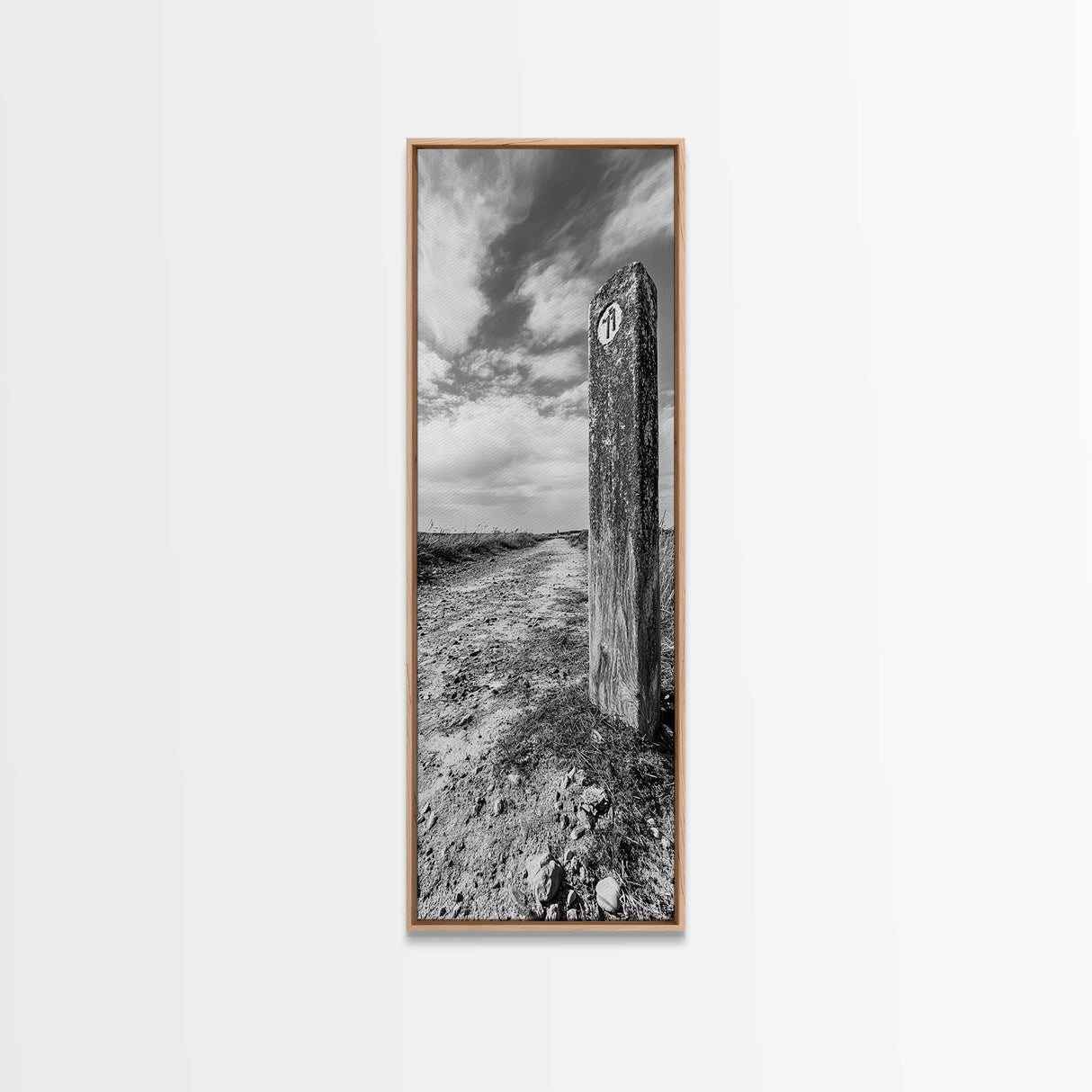 Trail Marker, Countryside Path, Rustic Journey, Canvas Print, Outdoor Adventure Wall Art, Neutral Fall Decor, Minimalist Hallway Art