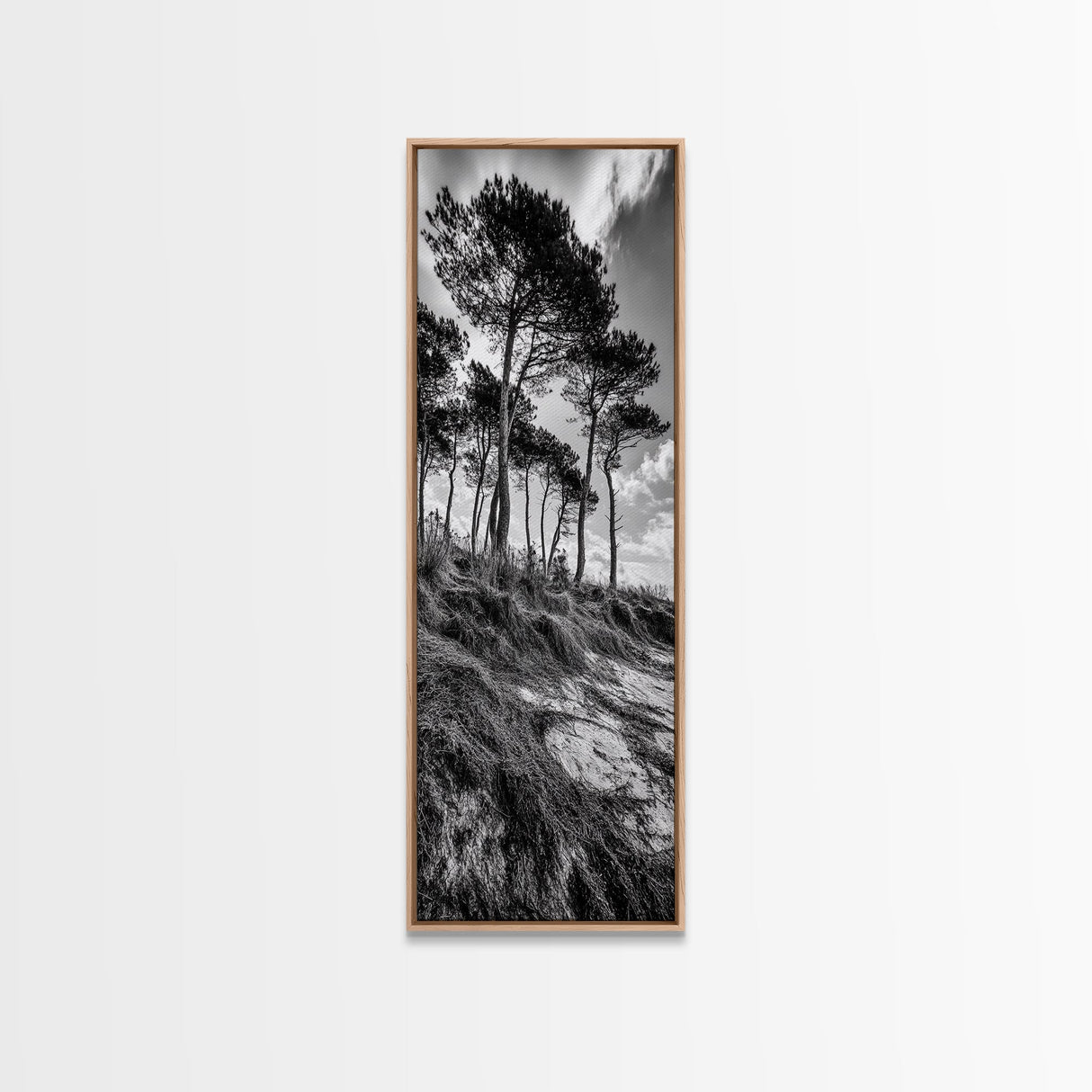 Windy Pines, Cliff Edge, Tree Silhouettes, Canvas Print, Moody Forest Photography, Rustic Cabin Wall Art, Autumn Living Room Decor