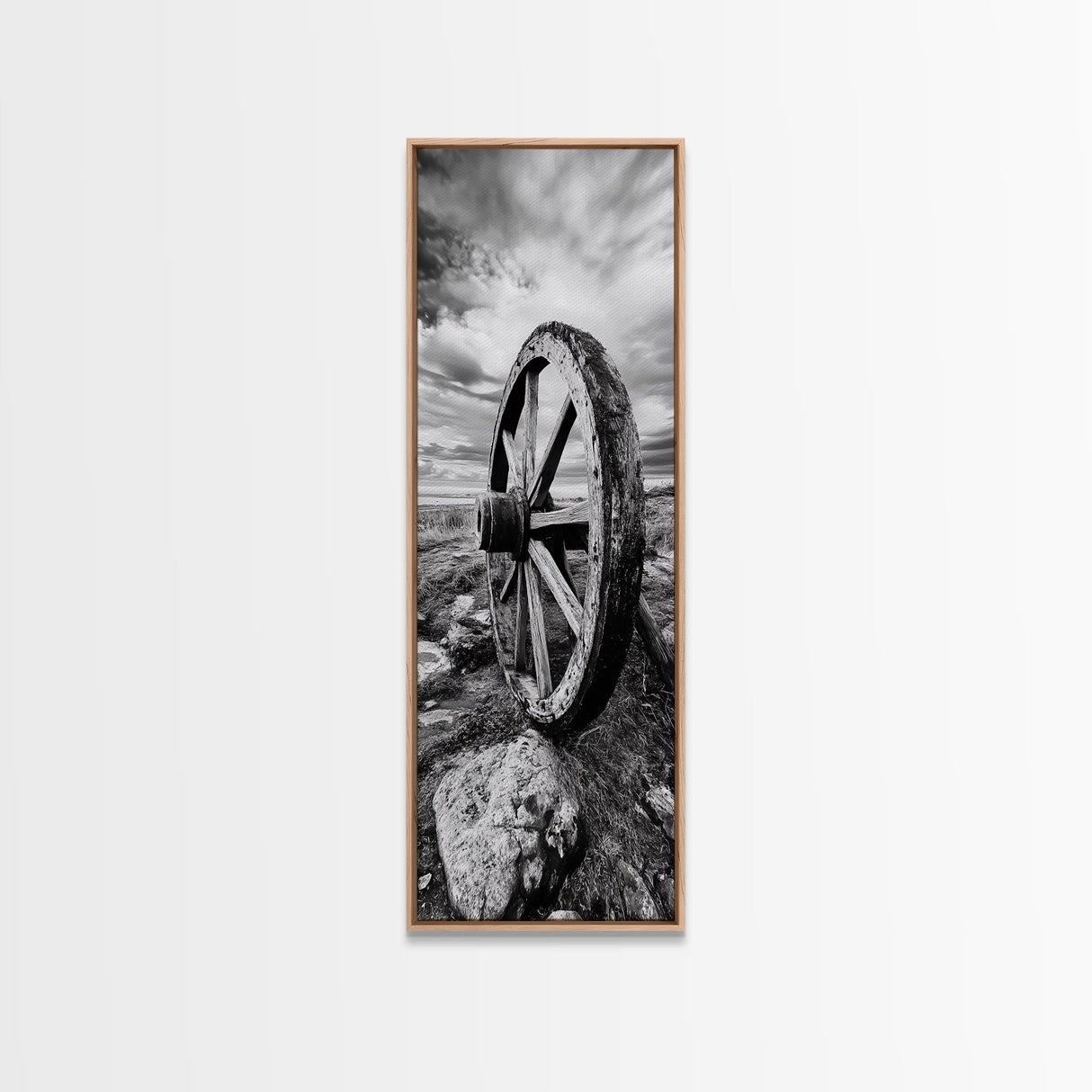 Prairie Wagon Wheel, Antique Rustic Wall Decor, Western Homestead Art, Barnhouse Style Print, Canvas Print, Fall Living Room Art